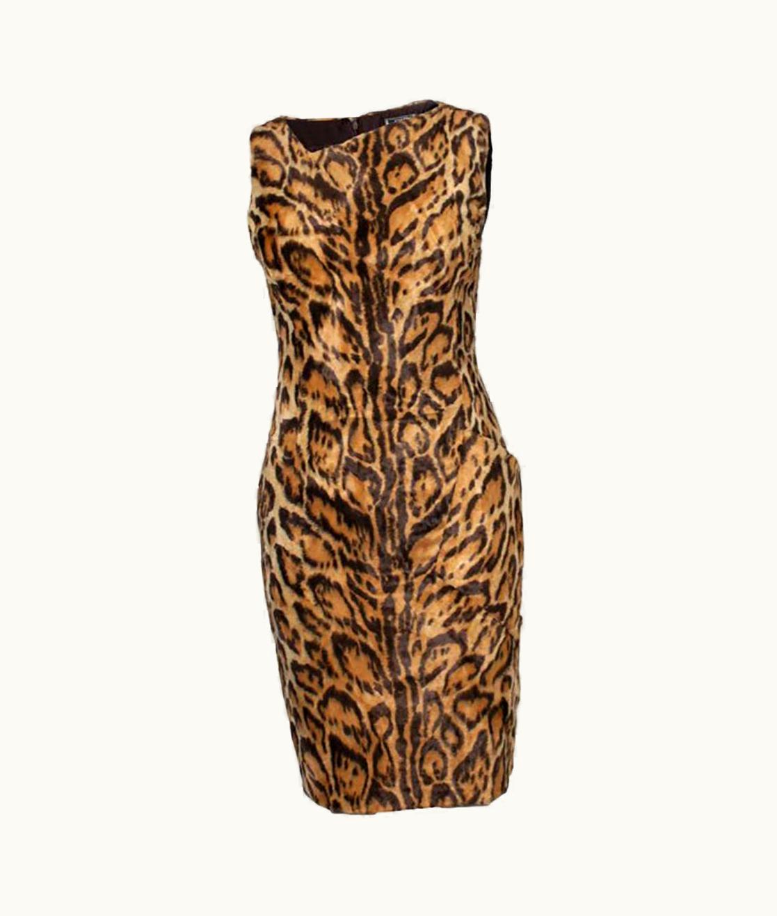 Gianni Versace Couture AW 1996 Gianni Versace Vintage Faux Fur Leopard Dress