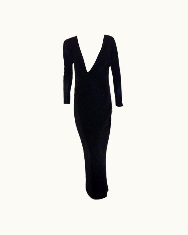 Gianni Versace Couture Gianni Versace Black Drape Front Couture Gown, Property Of Courtney Love 1996