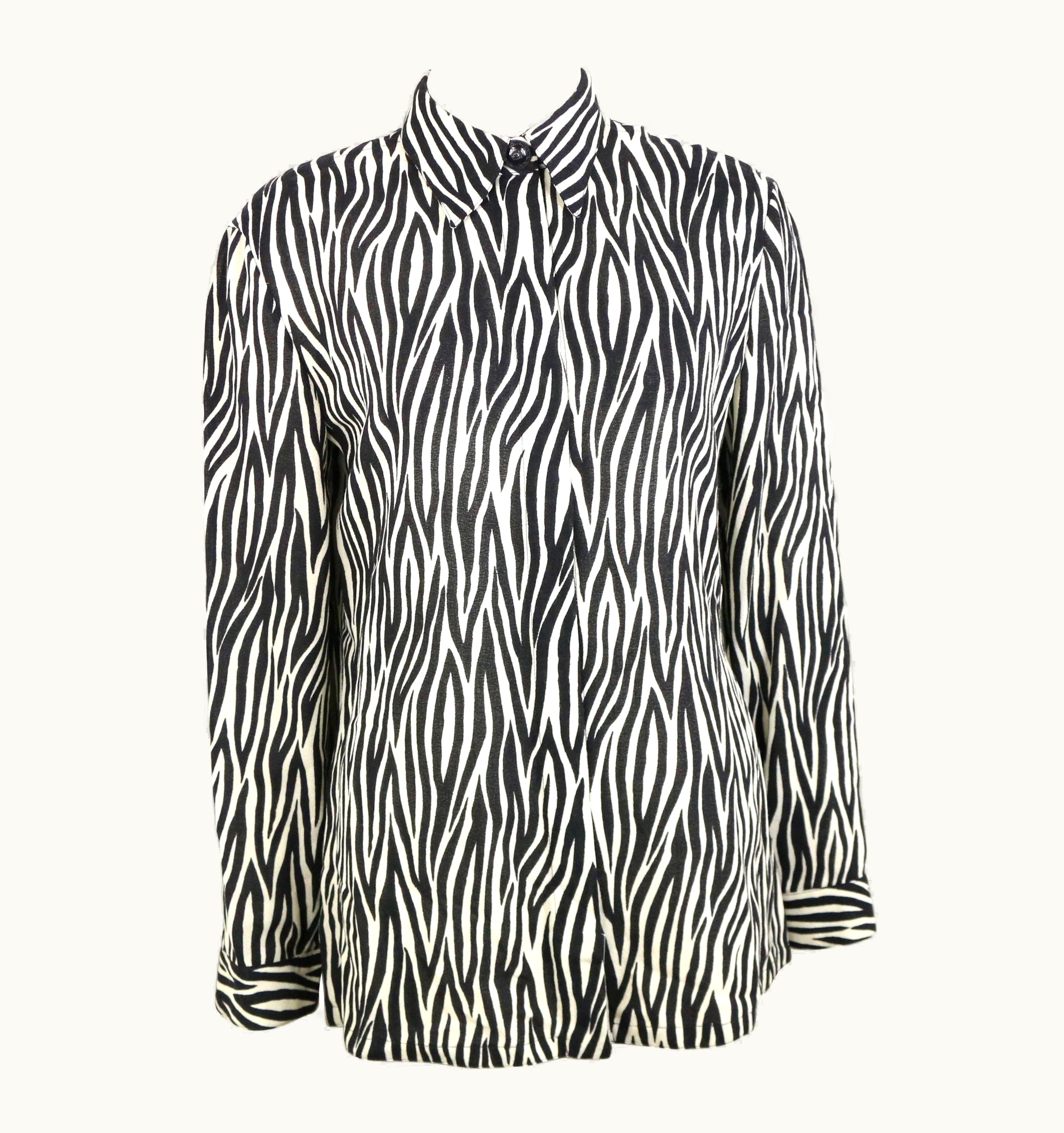 Gianni Versace Couture Black And White Wool Zebra Pattern Shirt