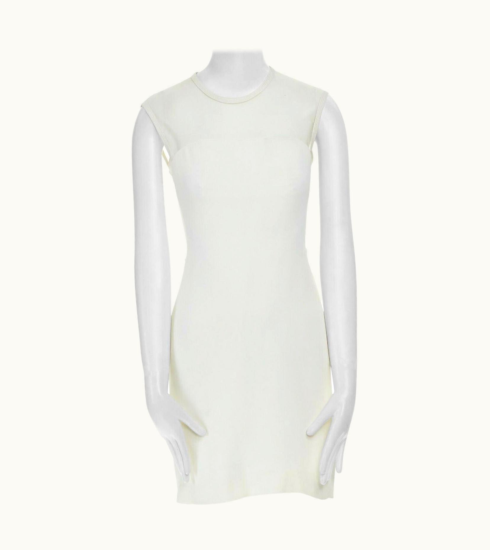 Gianni Versace Couture Gianni Versace Vintage 1996 White Crepe Sheer Mesh Illusion Party Dress