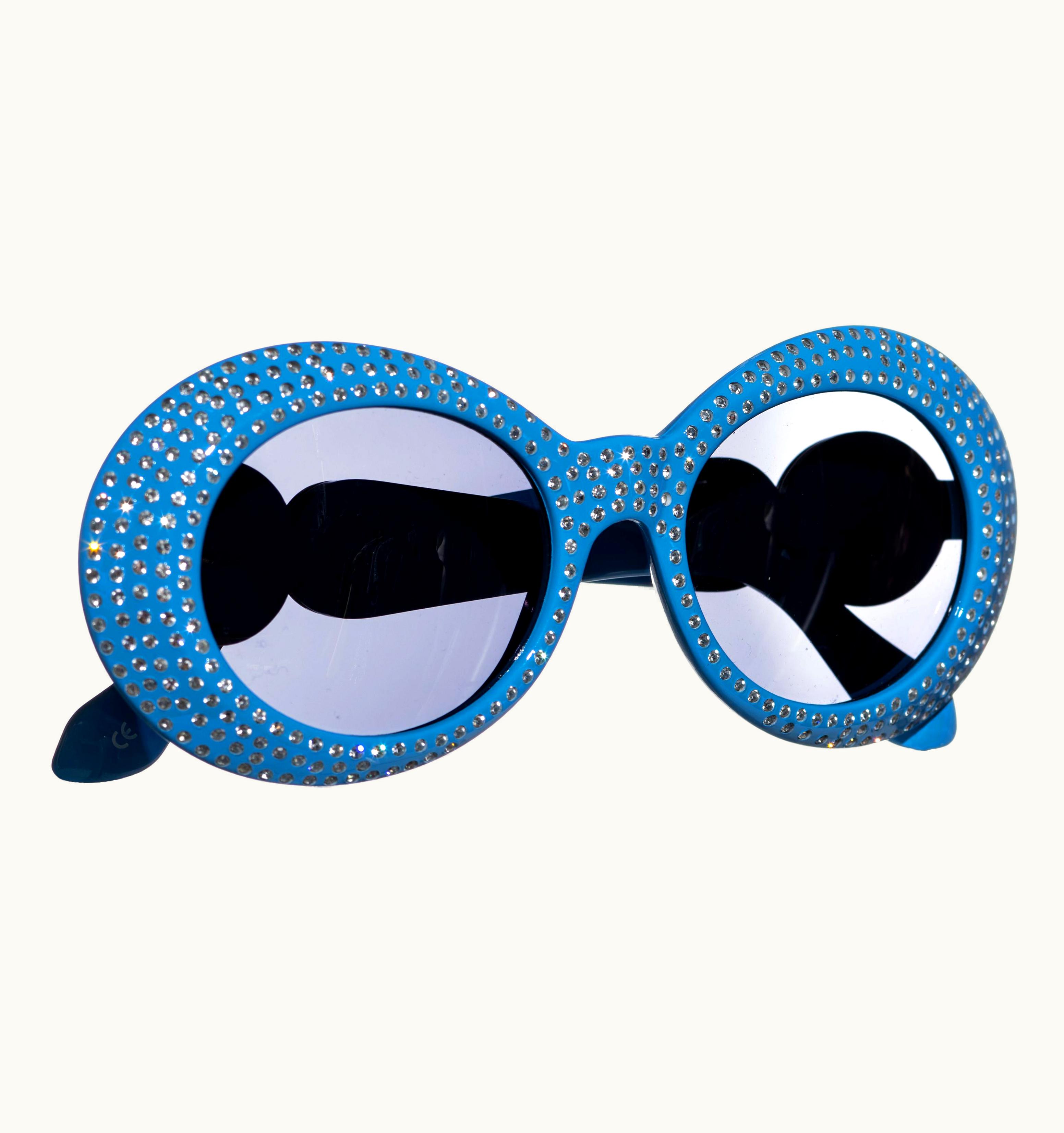 Gianni Versace Couture Gianni Versace Unisex Blue Rhinestone Sunglasses, AW 1996