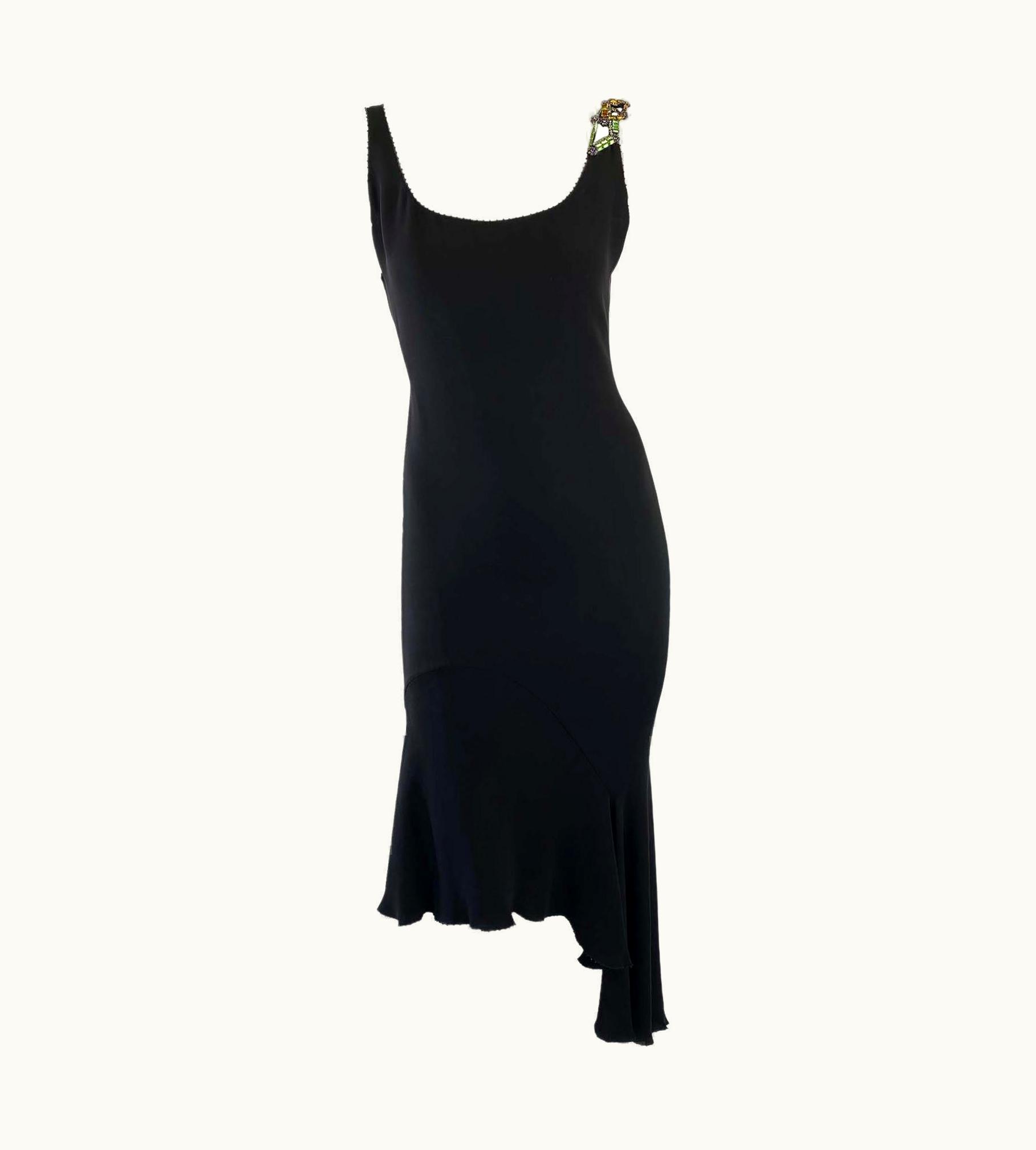 Gianni Versace Couture S/S 1997 Gianni Versace Couture Beaded Rhinestone Black Mid-Length Gown