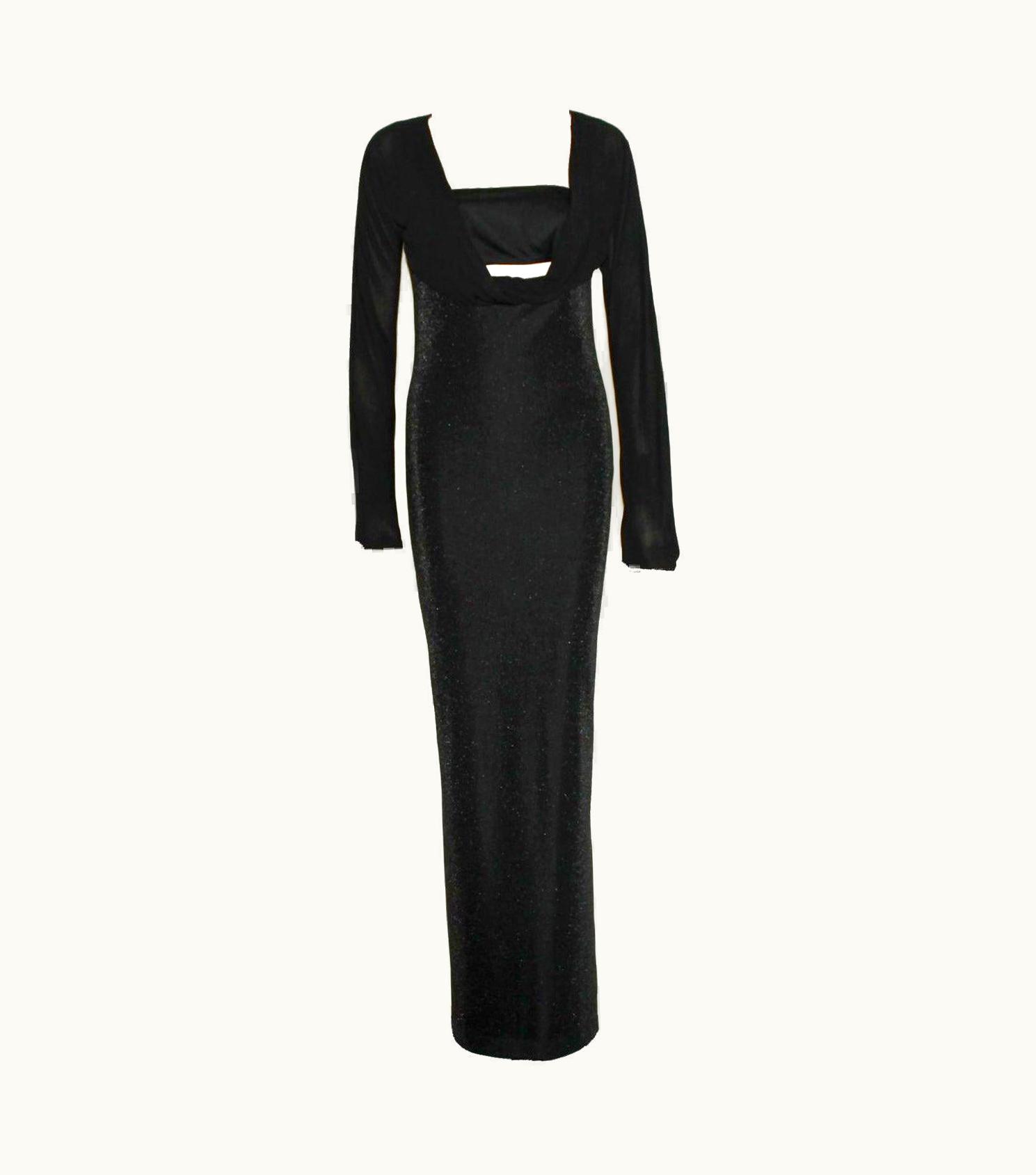 Gianni Versace Couture 1997 Lurex Cutout Gown Maxi Evening Dress Bandeau Top