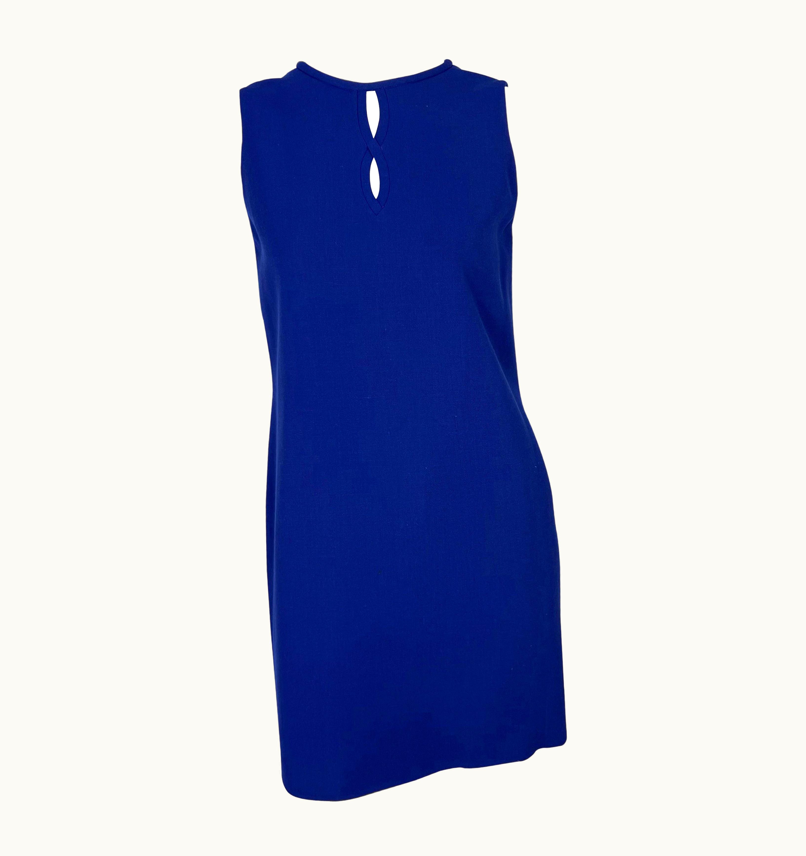 Gianni Versace Couture AW 1997 Gianni Versace Couture Royal Blue Keyhole Wool Stretch Dress