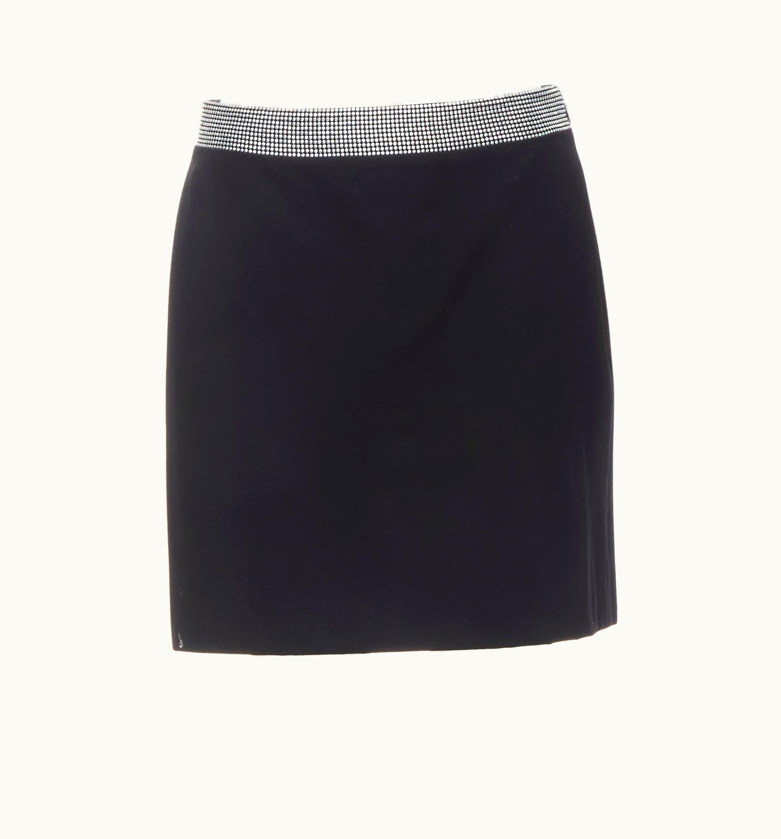 Gianni Versace Couture Gianni Versace 1998 Vintage Silver Stud Embellished Waist Wool Skirt