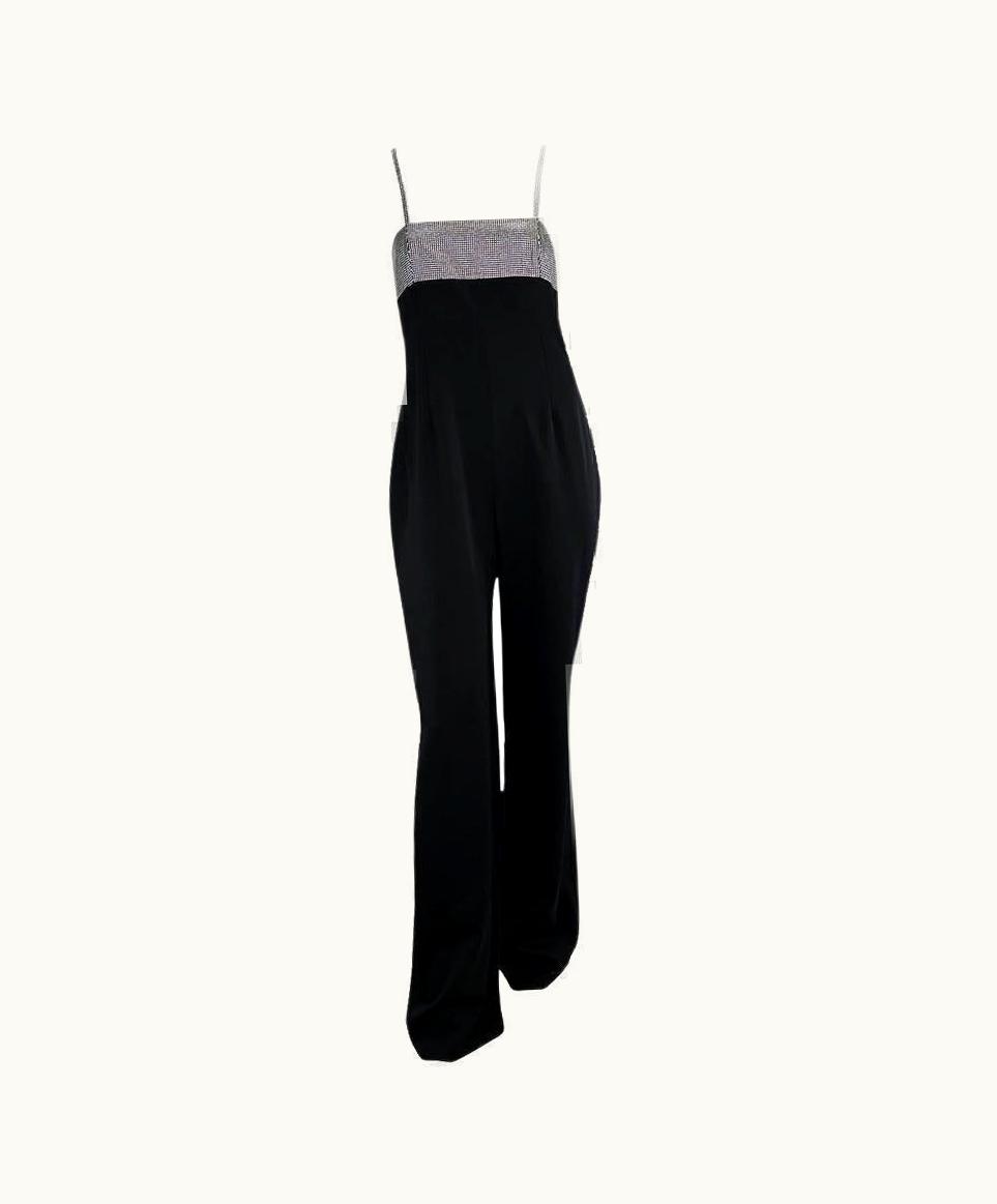 Gianni Versace Couture AW 1998 Gianni Versace By Donatella Studded Wool Runway Ad Jumpsuit
