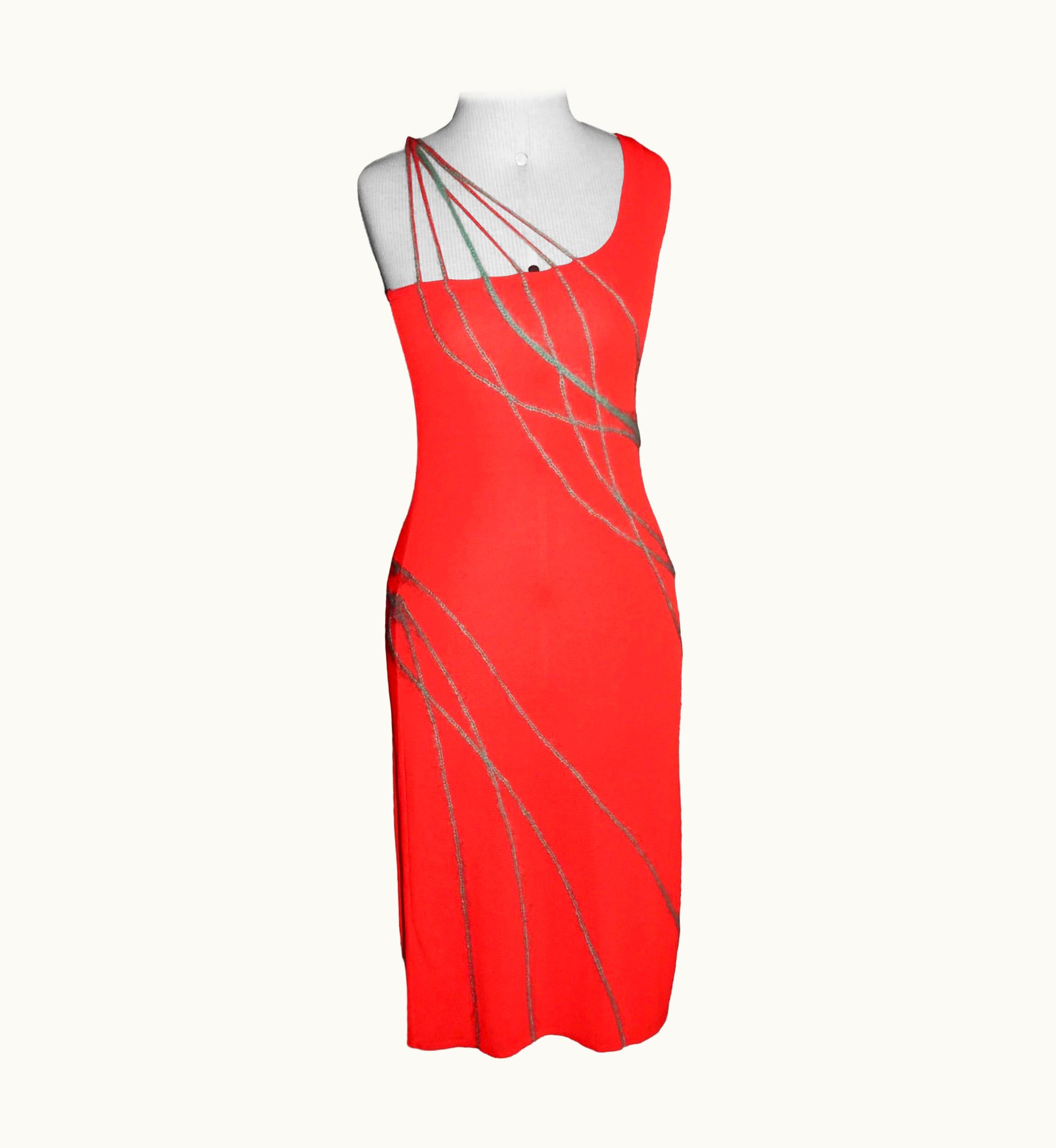 Versace With Tags Versace S/S 1998 Ad Campaign Orange Knit Dress