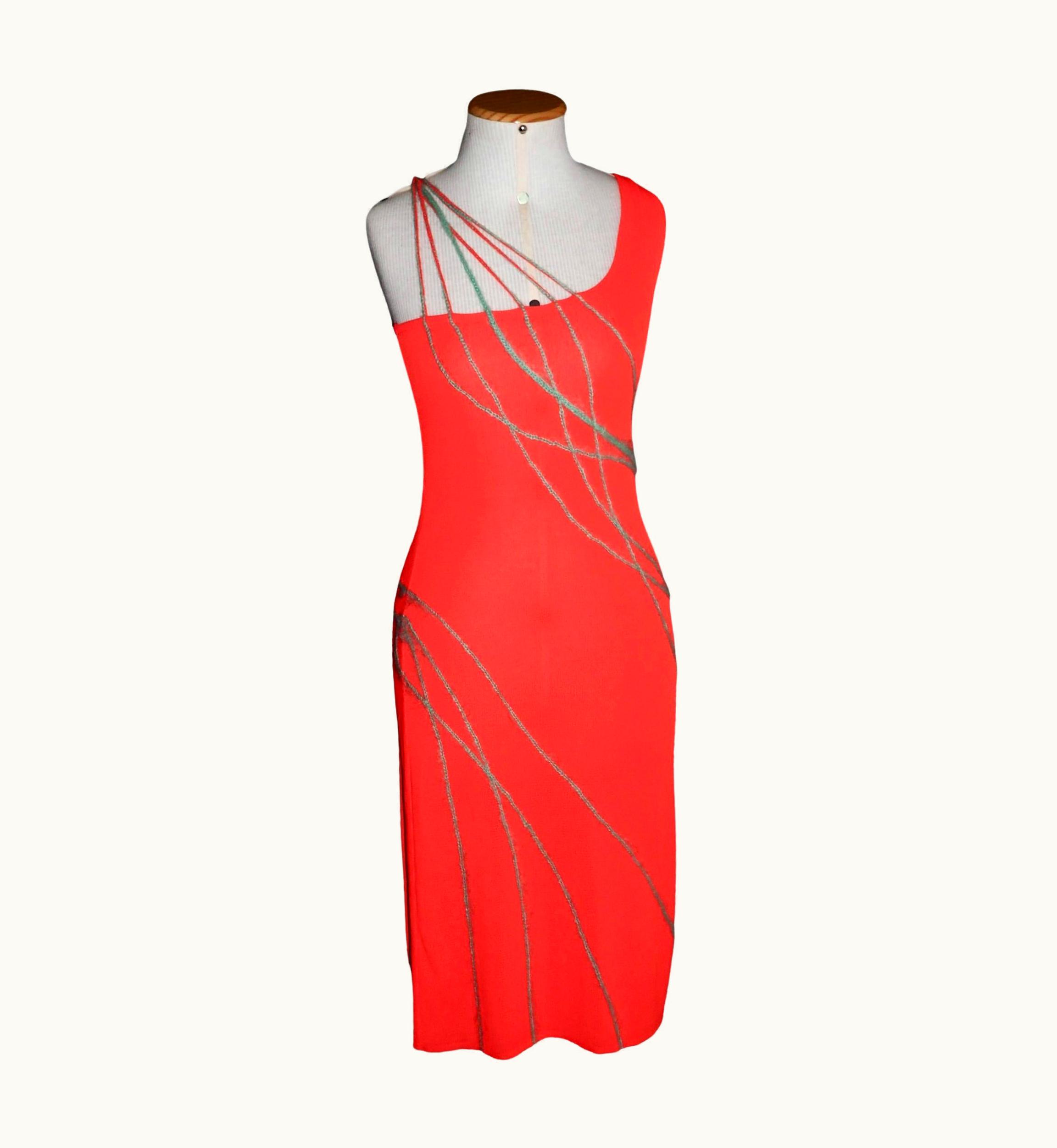 Versace With Tags Versace By Donatella S/S 1998 Runway + Ad Campaign Orange Dress