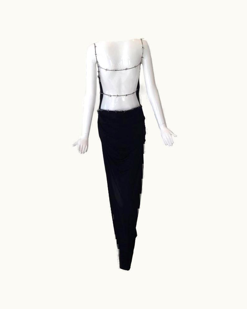 Gianni Versace Couture 1998 Gianni Versace Backless Barbed Wire Strap Gown