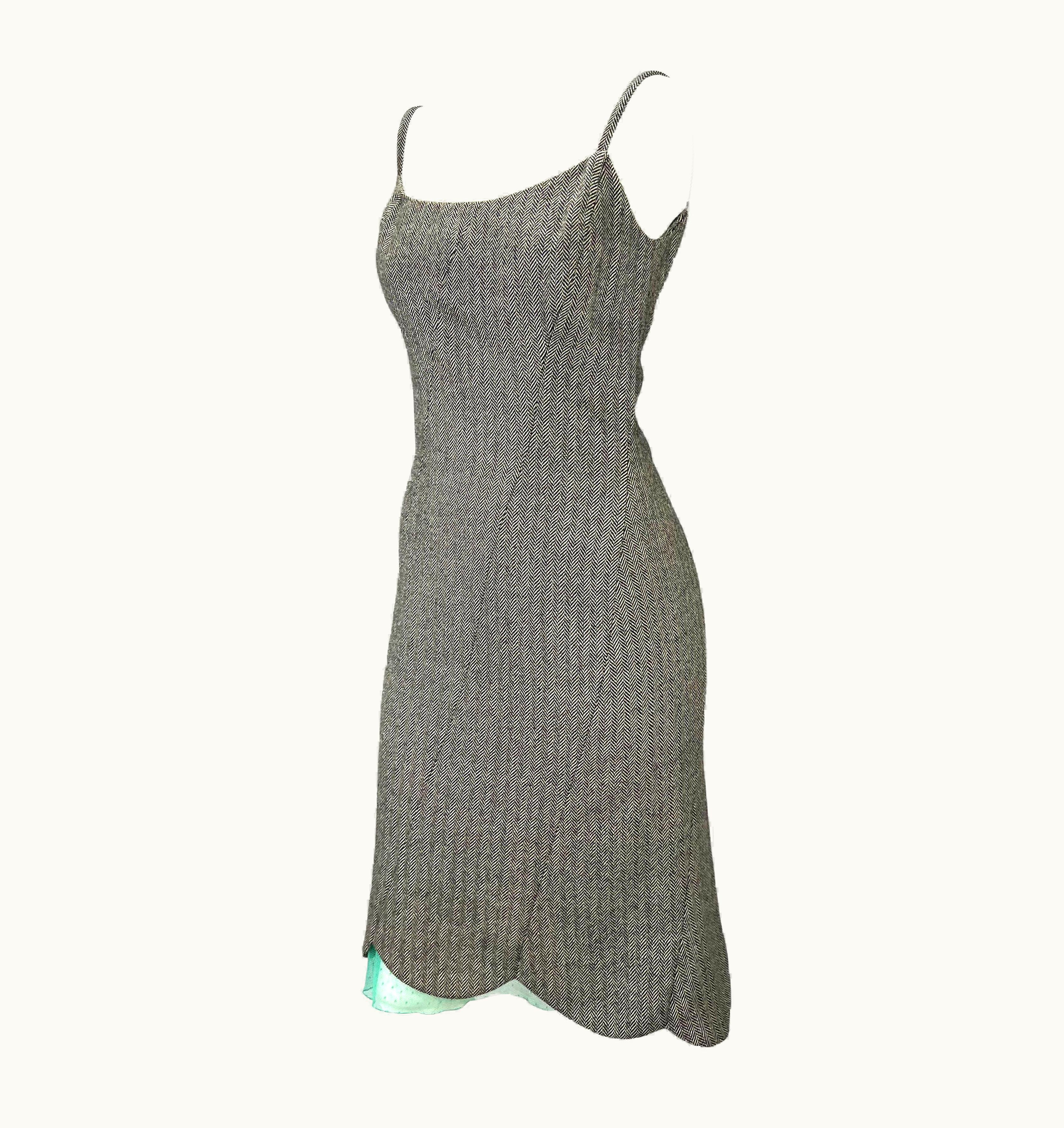 Gianni Versace Couture AW 1999 Gianni Versace By Donatella Turquoise Tulle Black White Wool Dress