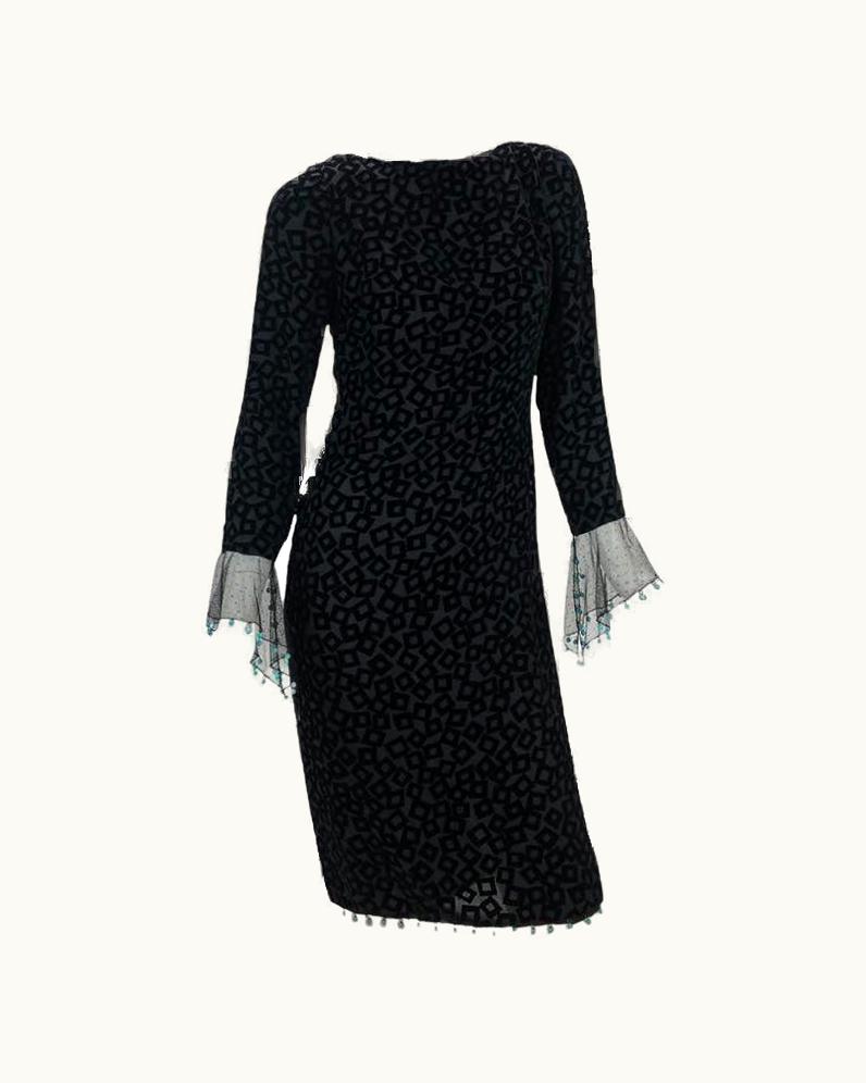 Gianni Versace Couture AW 1999 Vintage Gianni Versace Couture Runway Black Devore Velvet Dress