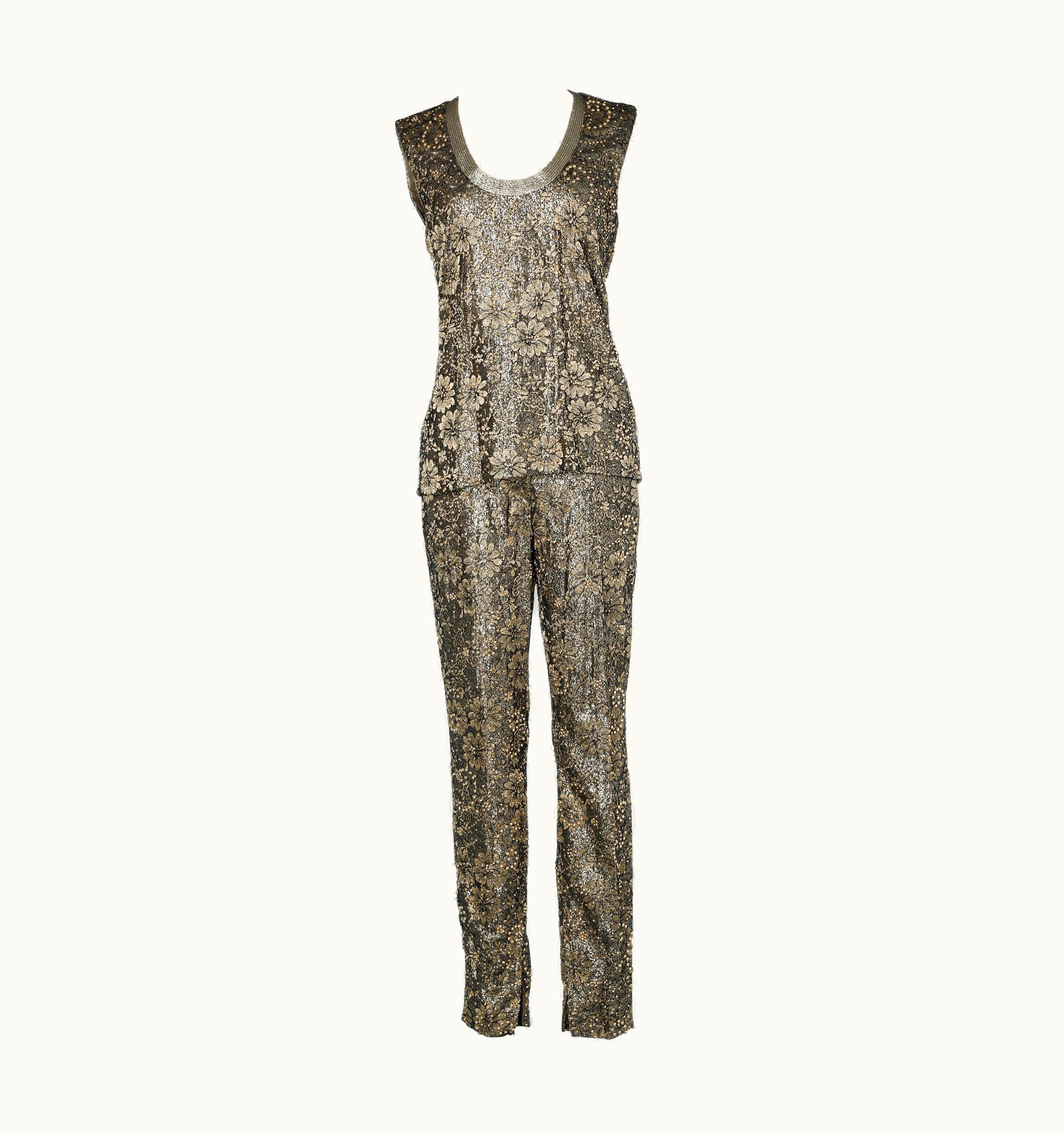 Gianni Versace Couture Lace Overlay Pants And Blouse Set Gianni Versace