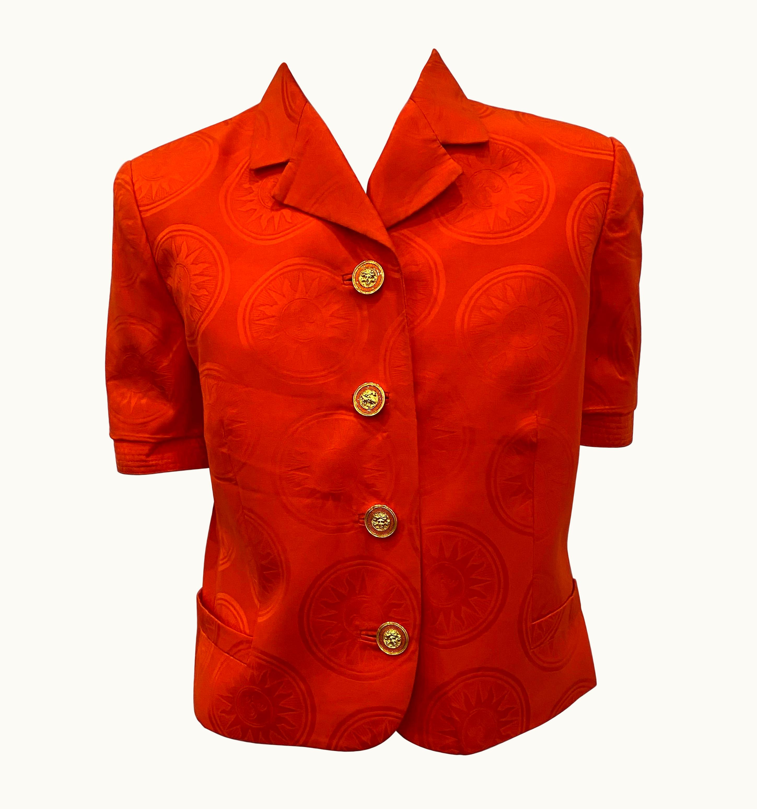 Gianni Versace Couture Gianni Versace Couture Vintage Orange Silk Short Sleeve Jacket/Top