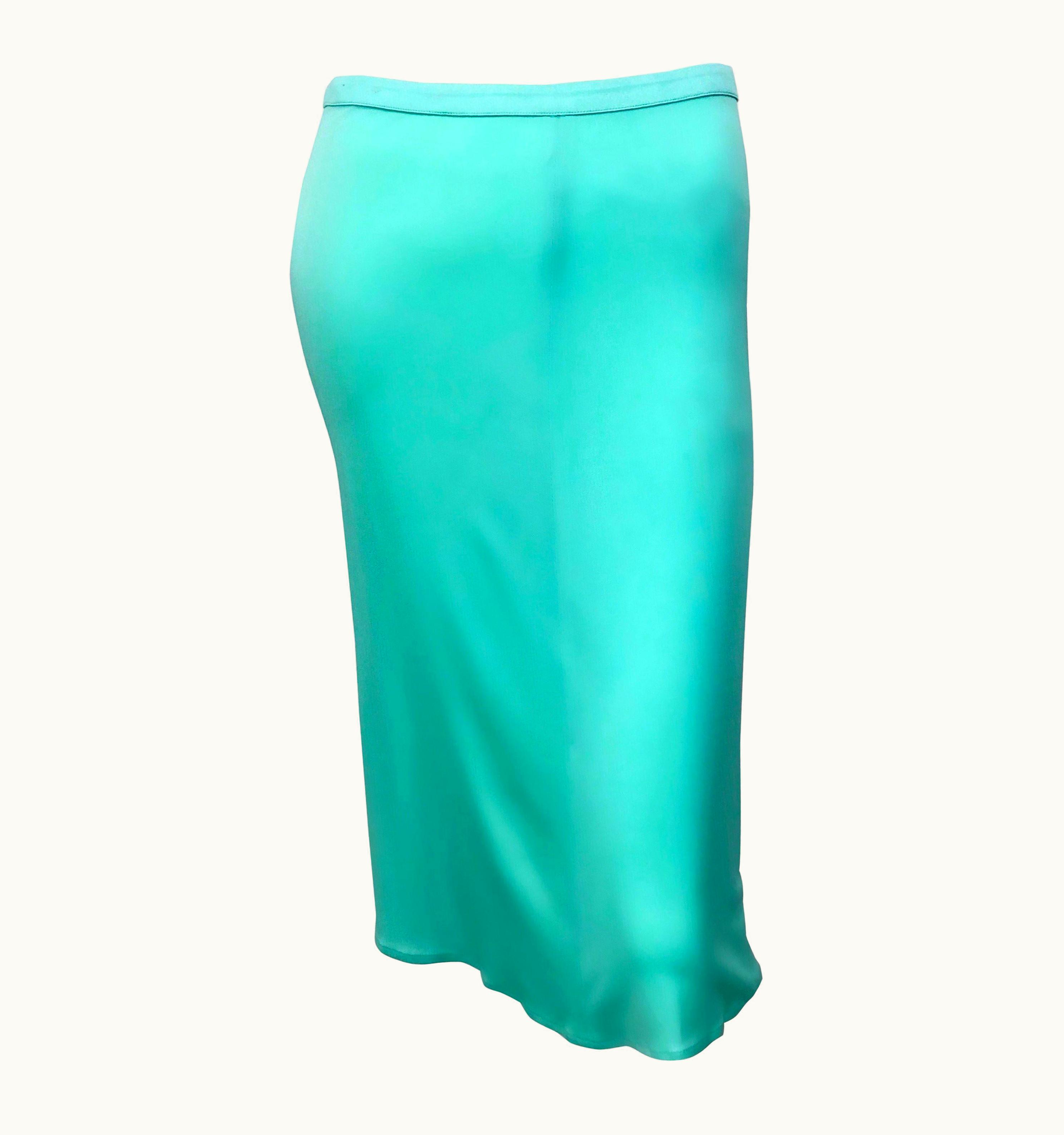 Gianni Versace Couture 1990s Gianni Versace Couture Teal Turquoise Blue Silk Jersey Vintage 90s Skirt