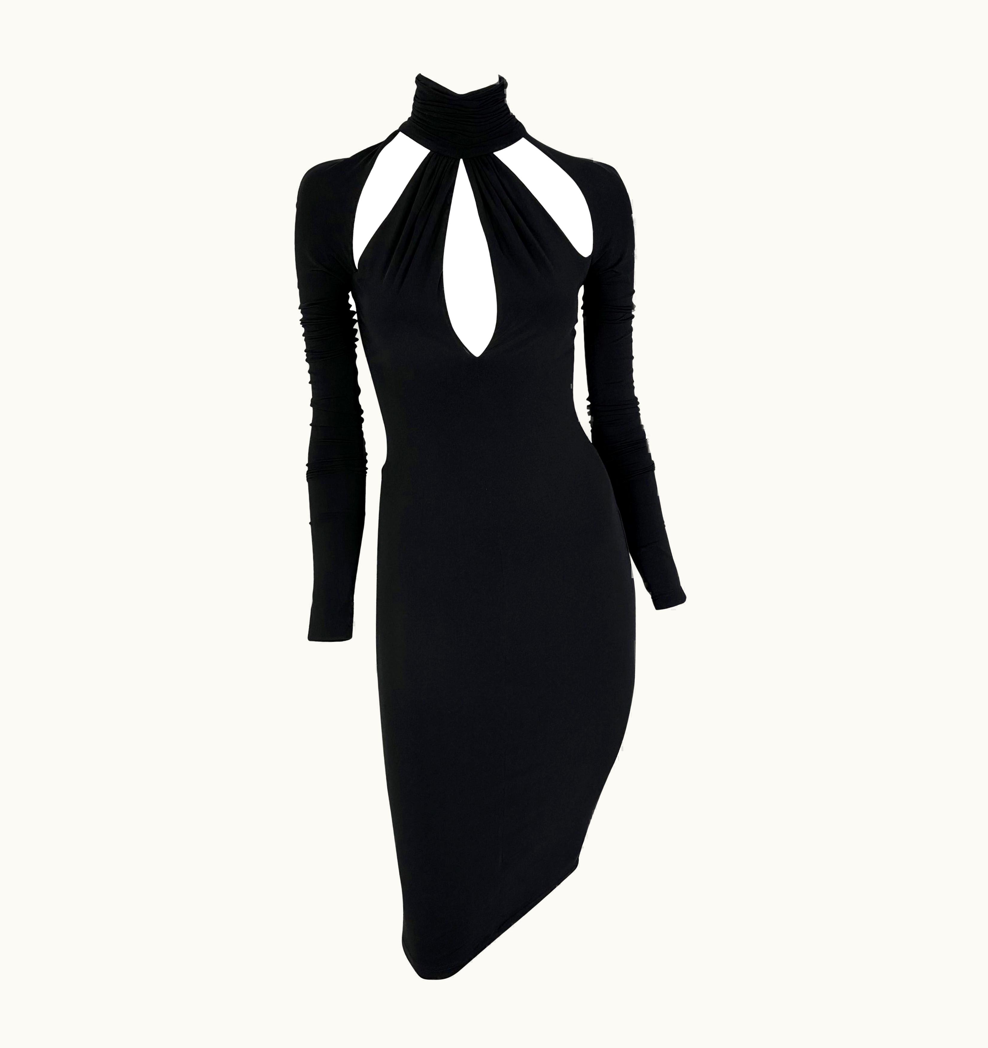 Versace AW 2005 Versace By Donatella Runway Black Stretch Cutout Stretch Dress