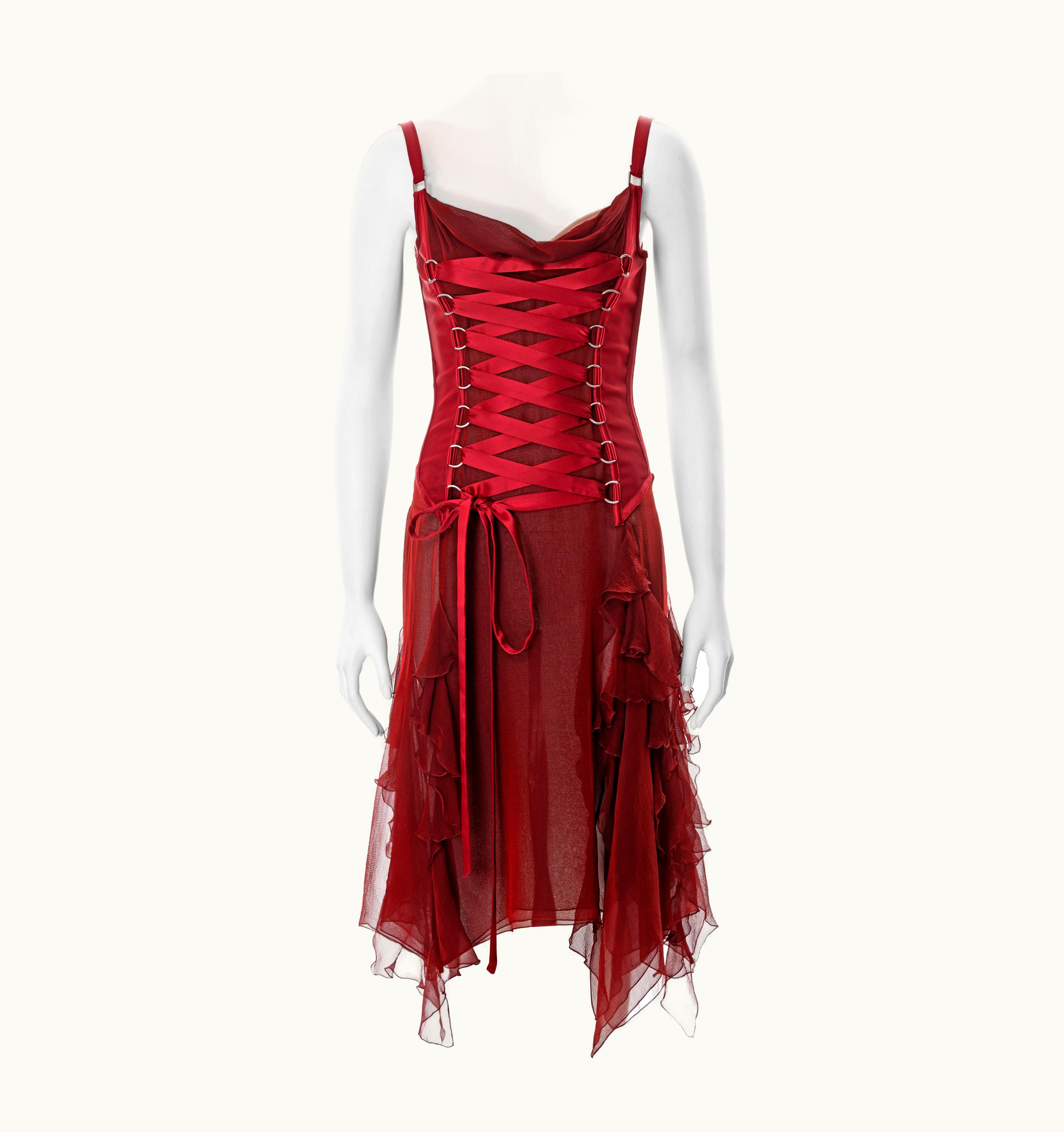 Versace Versace Red Silk Corset Dress, AW 2003