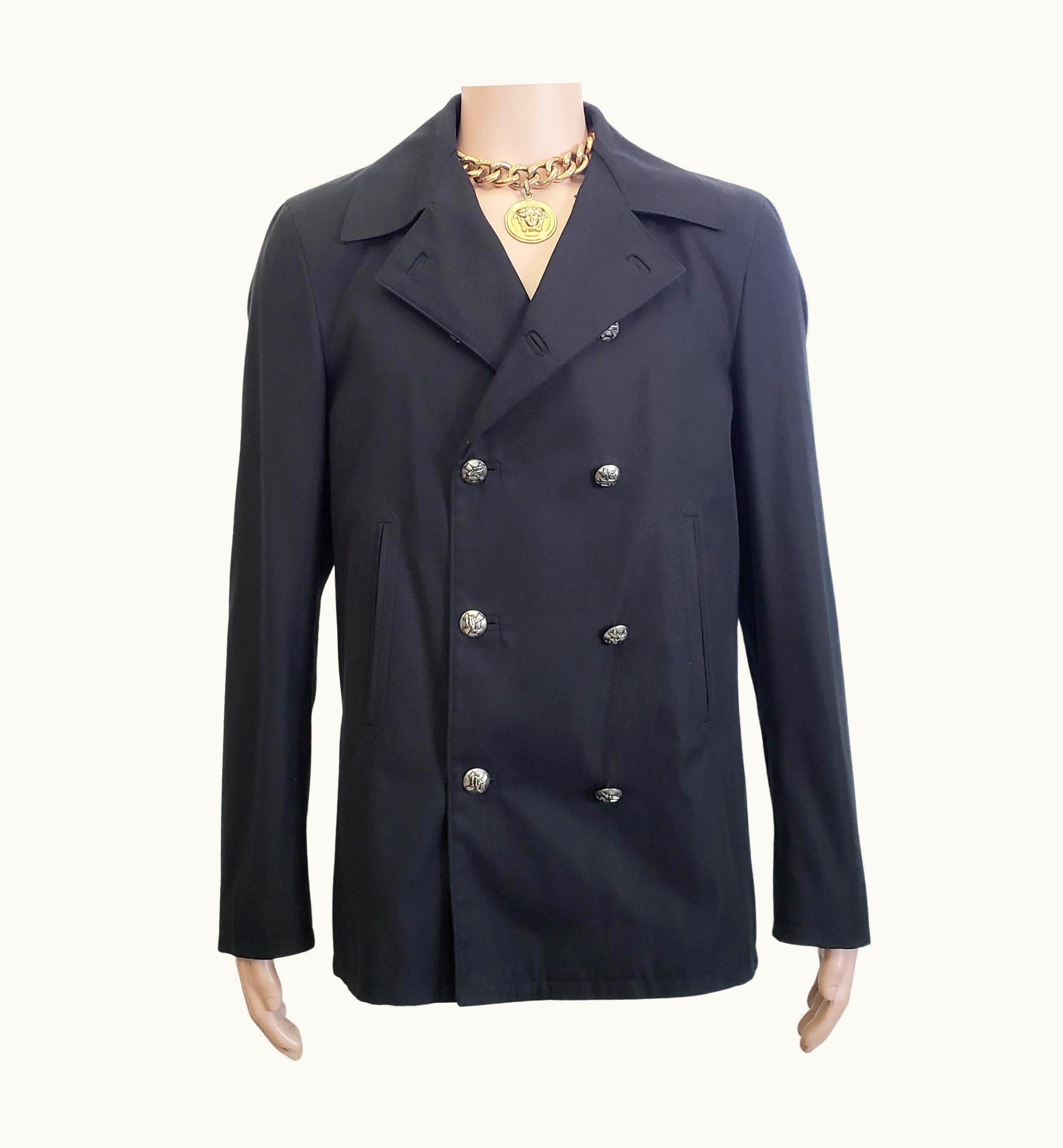 Gianni Versace Couture Gianni Versace 2000- Vintage Black Cotton/silk Double- Brested Jacket