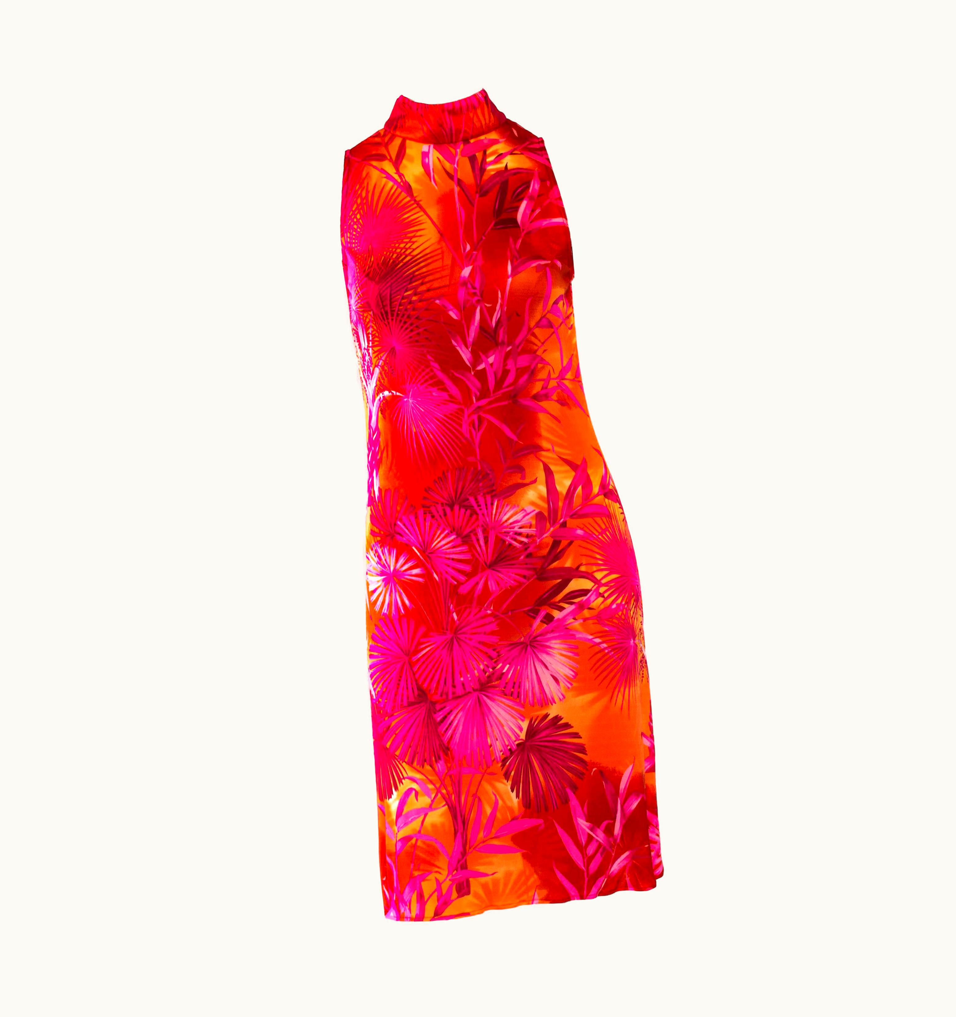 Gianni Versace Couture S/S 2000 Gianni Versace Pink Jungle Dress By Donatella Versace