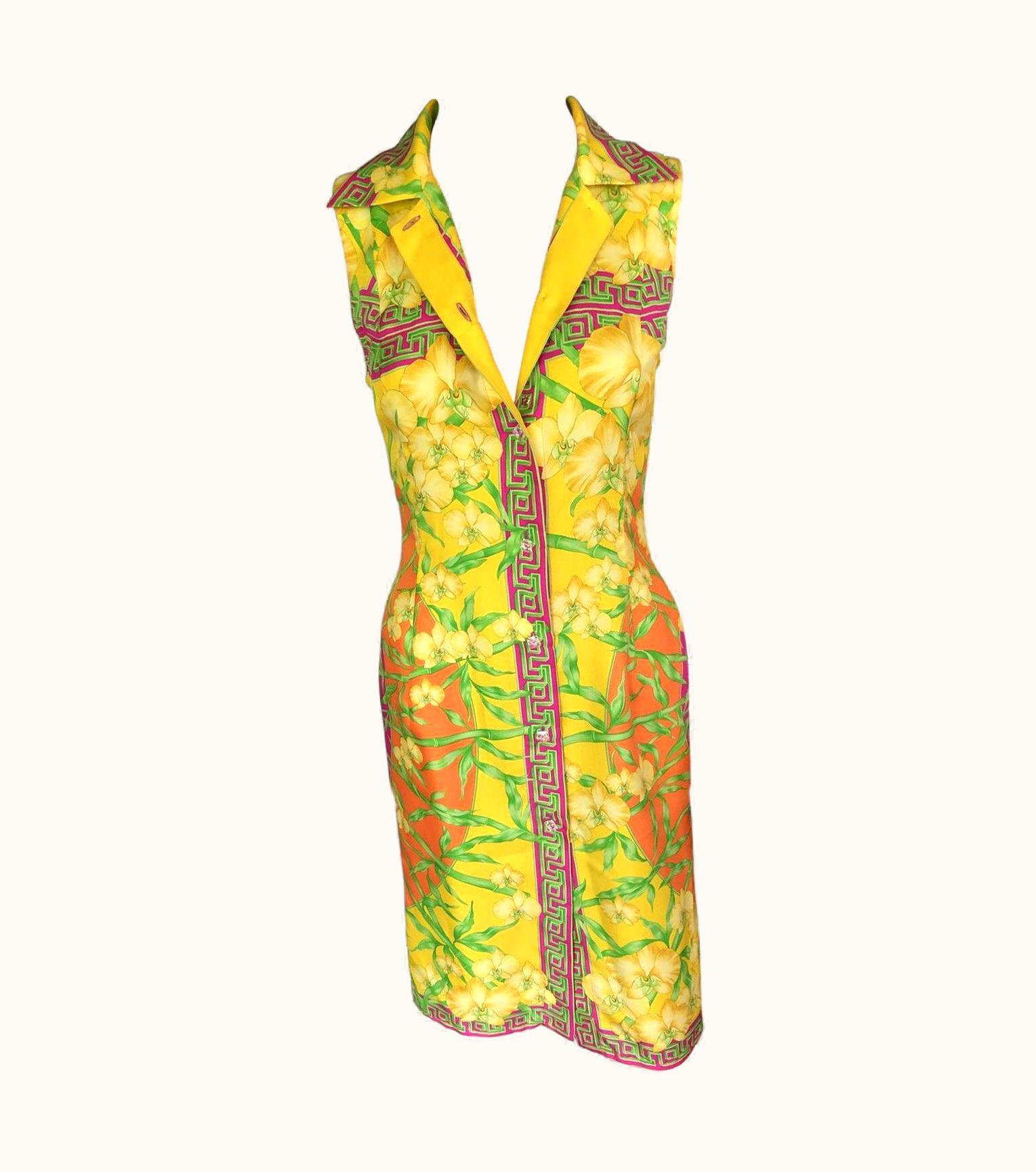 Gianni Versace Couture Gianni Versace S/S 2000 Bamboo Print Silk Dress
