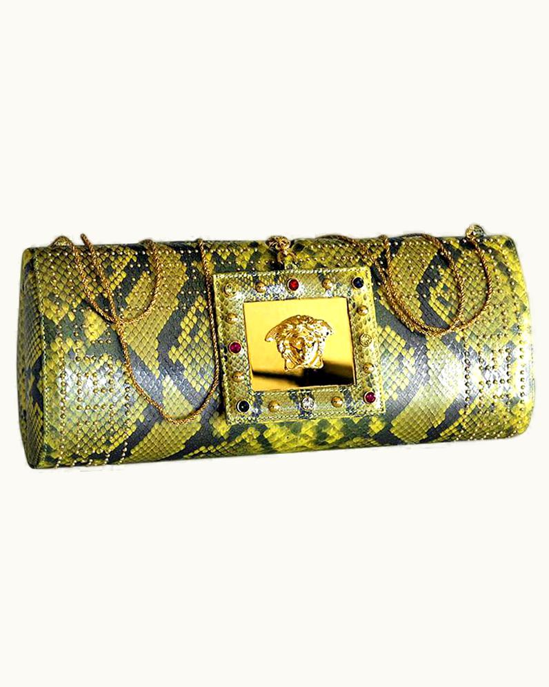 Gianni Versace Couture S/S 2000 Vintage Gianni Versace Embellished Python Clutch