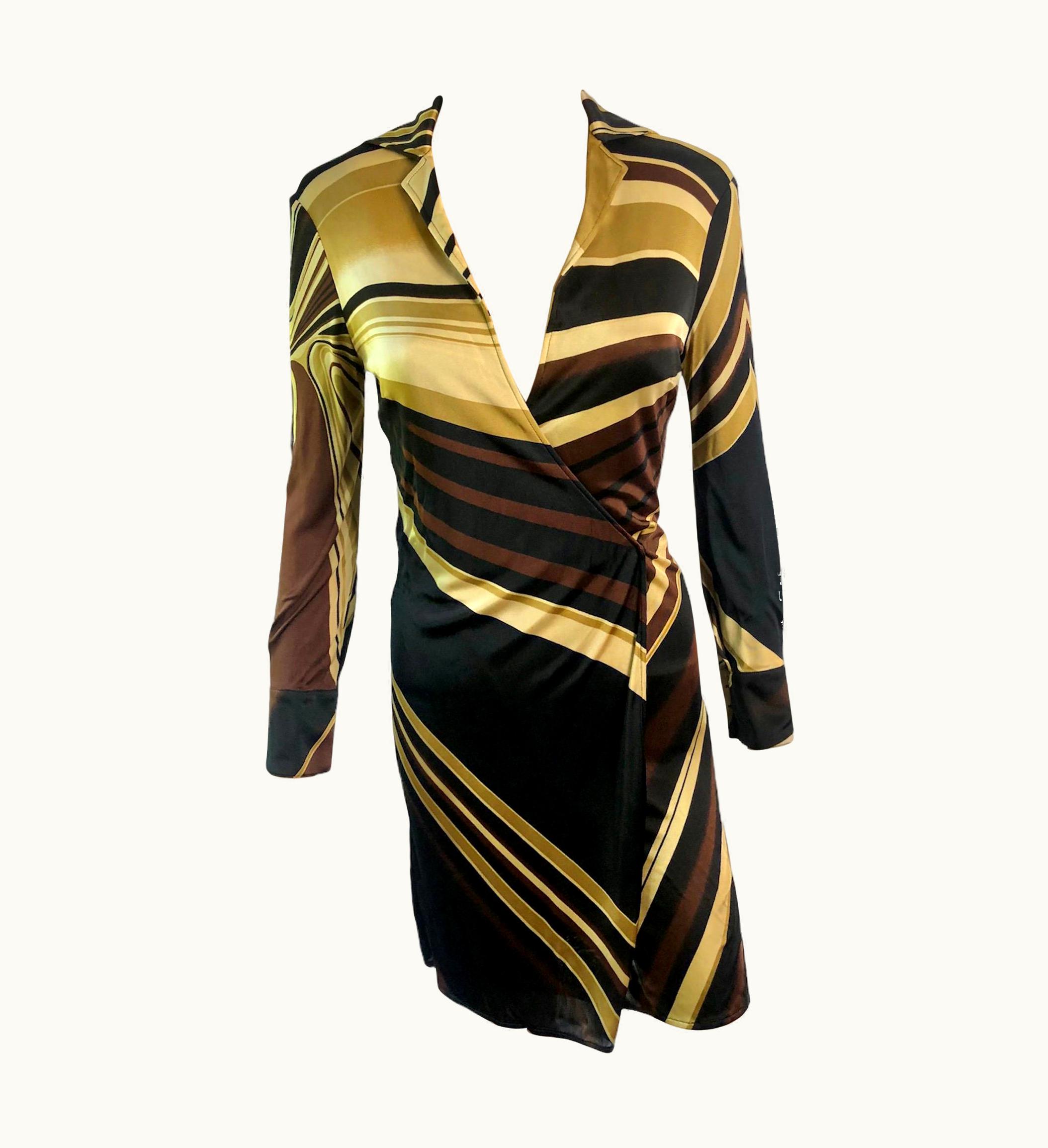 Gianni Versace Couture Gianni Versace AW 2000 Wrap Plunged Geometric Print Dress