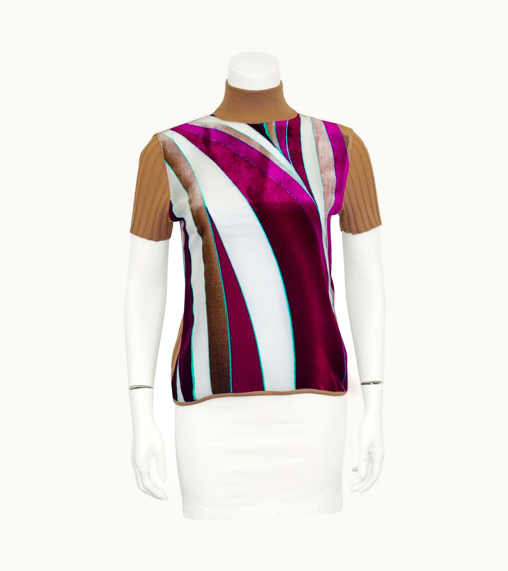 Gianni Versace Couture Gianni Versace Fall 2000 Short Sleeve Mockneck Knit Top