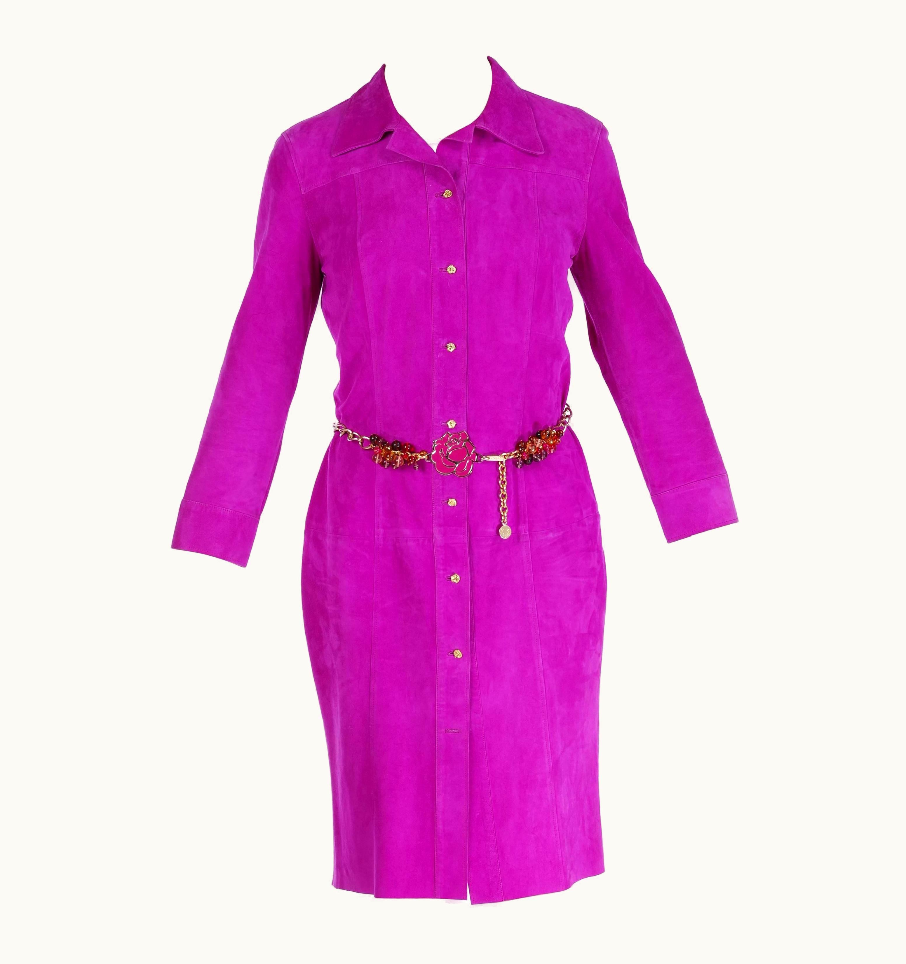 Gianni Versace Couture S/S 2000 Vintage Gianni Versace Suede Leather Dress