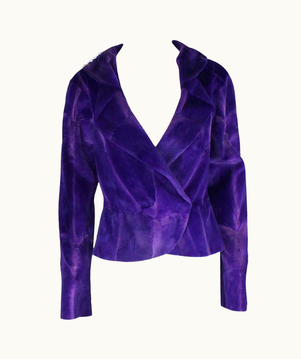 Gianni Versace Couture Gianni Versace Couture AW 2000 Purple Fur Jacket Coat