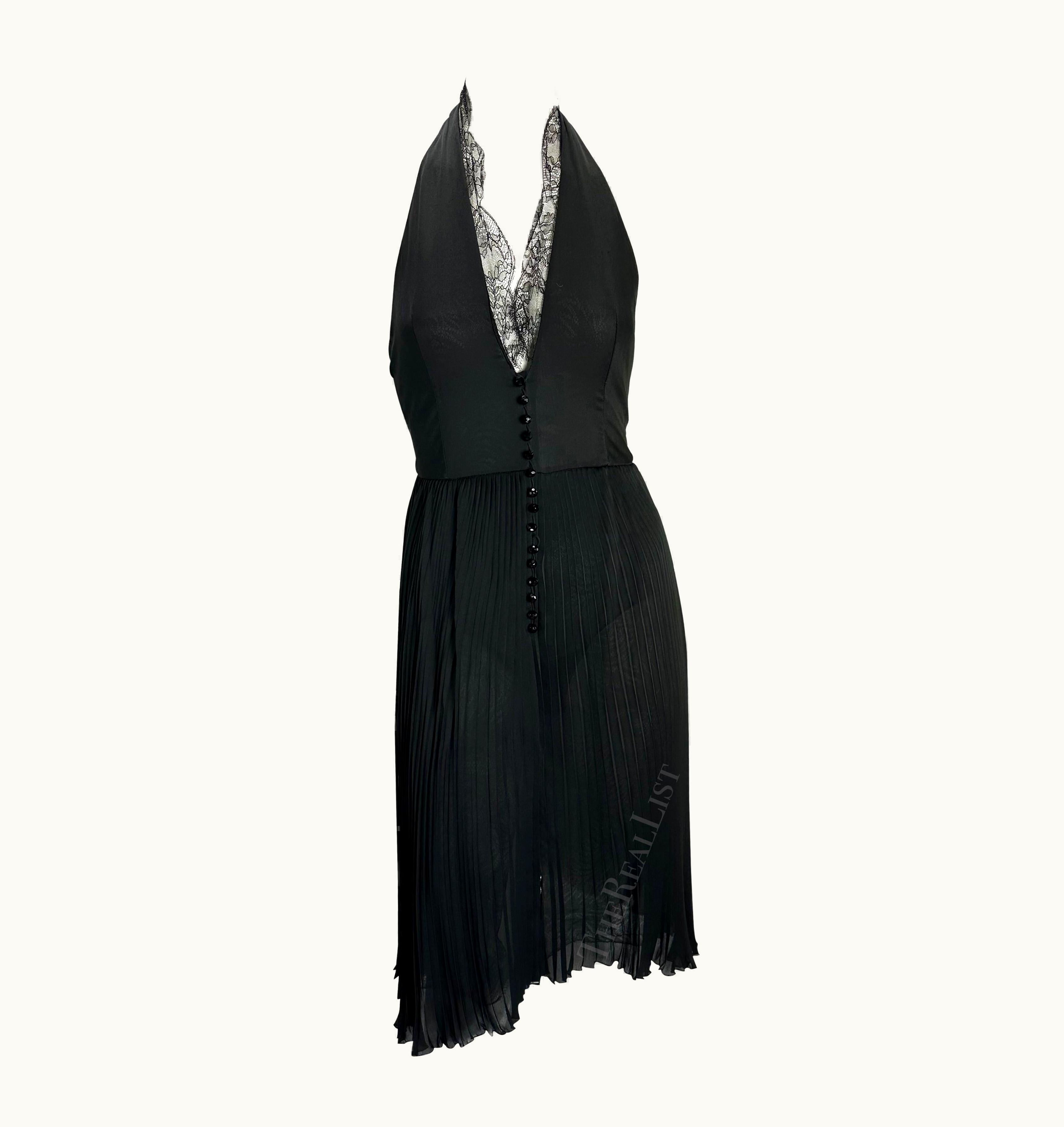 Gianni Versace Couture AW 2000 Gianni Versace By Donatella Runway Sheer Black Lace Halter Dress