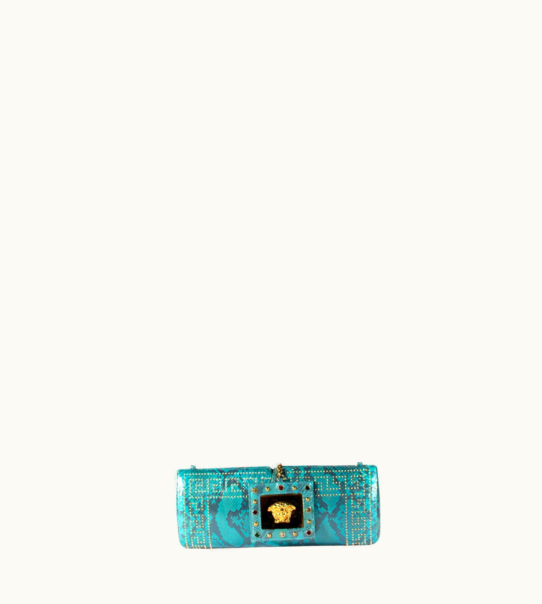 Gianni Versace Couture S/S 2000 Gianni Versace Python Blue Convertible Evening Bag & Clutch Donatella