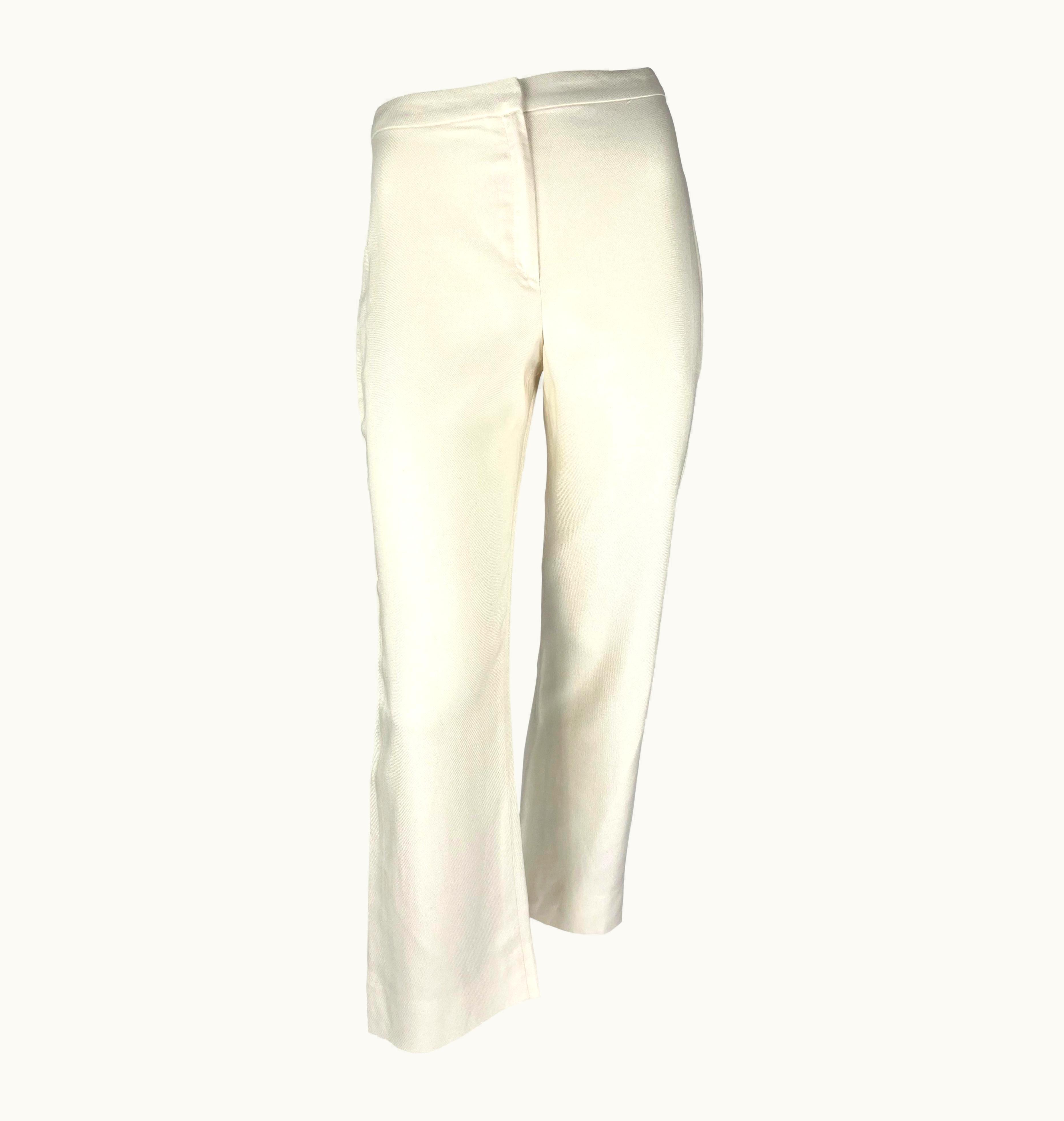 Gianni Versace Couture S/S 2000 Gianni Versace By Donatella Off-White Silk Tapered Pants