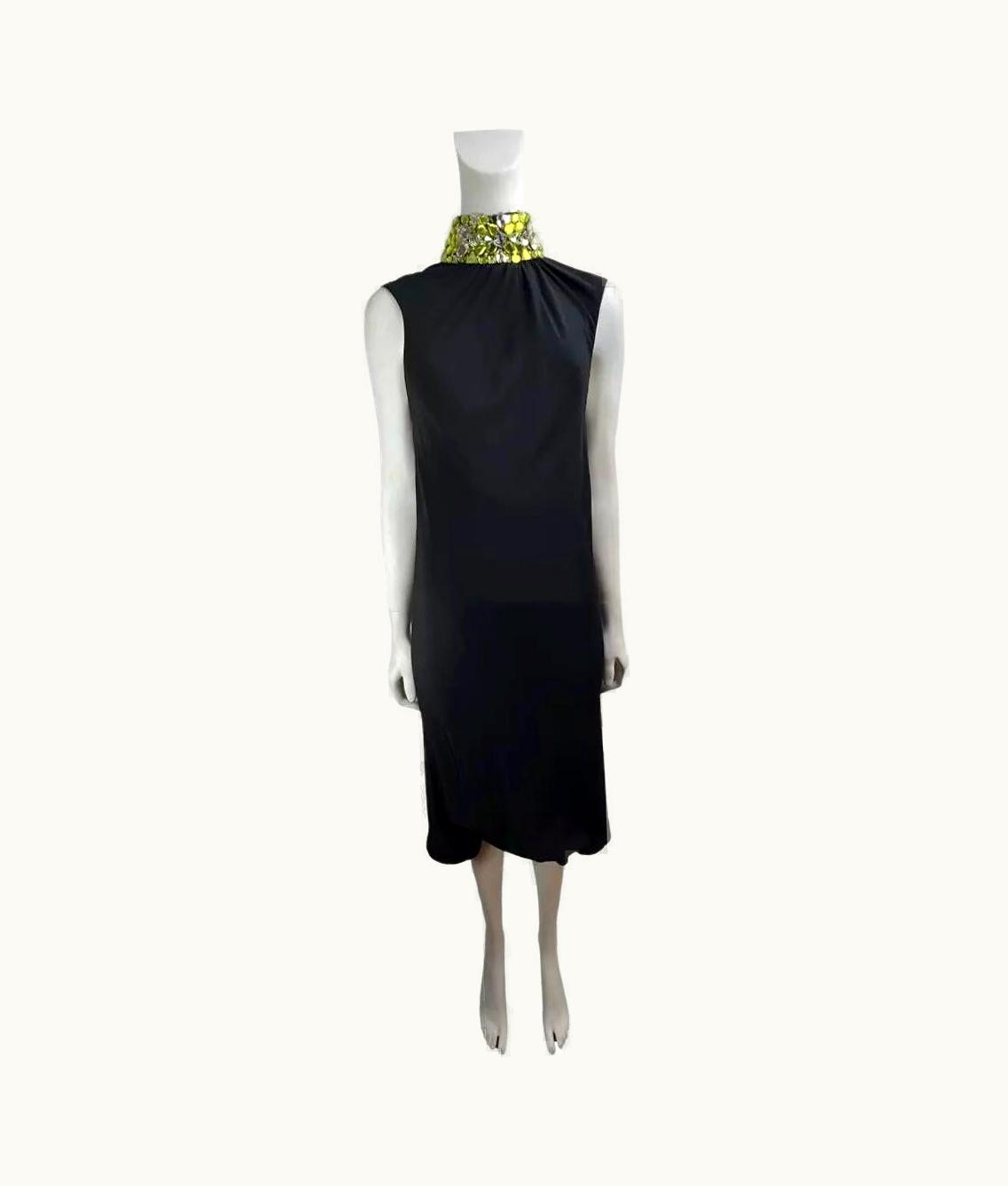 Gianni Versace Couture S/S 2000 Vintage Gianni Versace Couture Crystal Embellished Black Dress