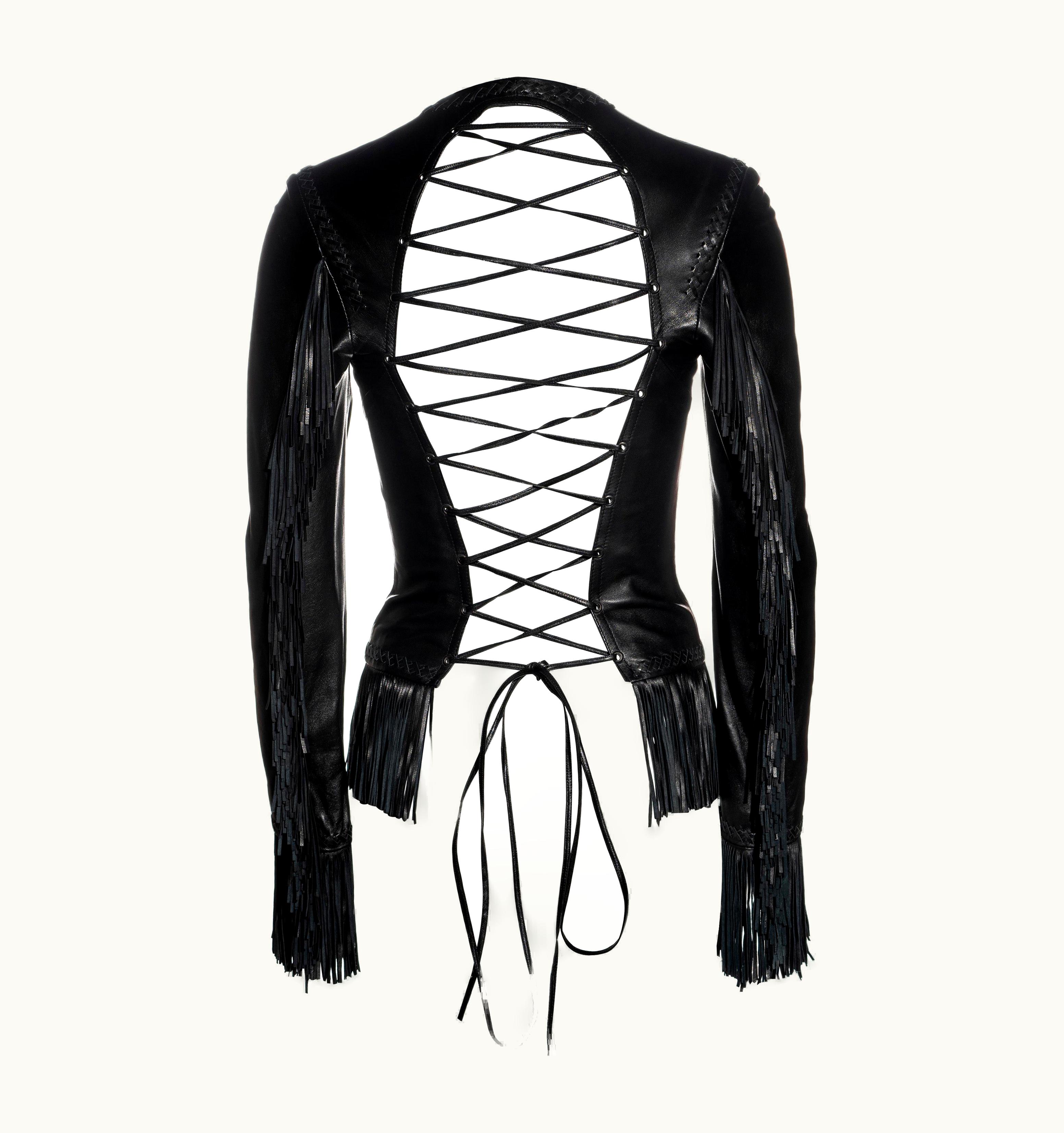 Gianni Versace Couture Gianni Versace Black Leather Open-back Jacket, S/S 2002