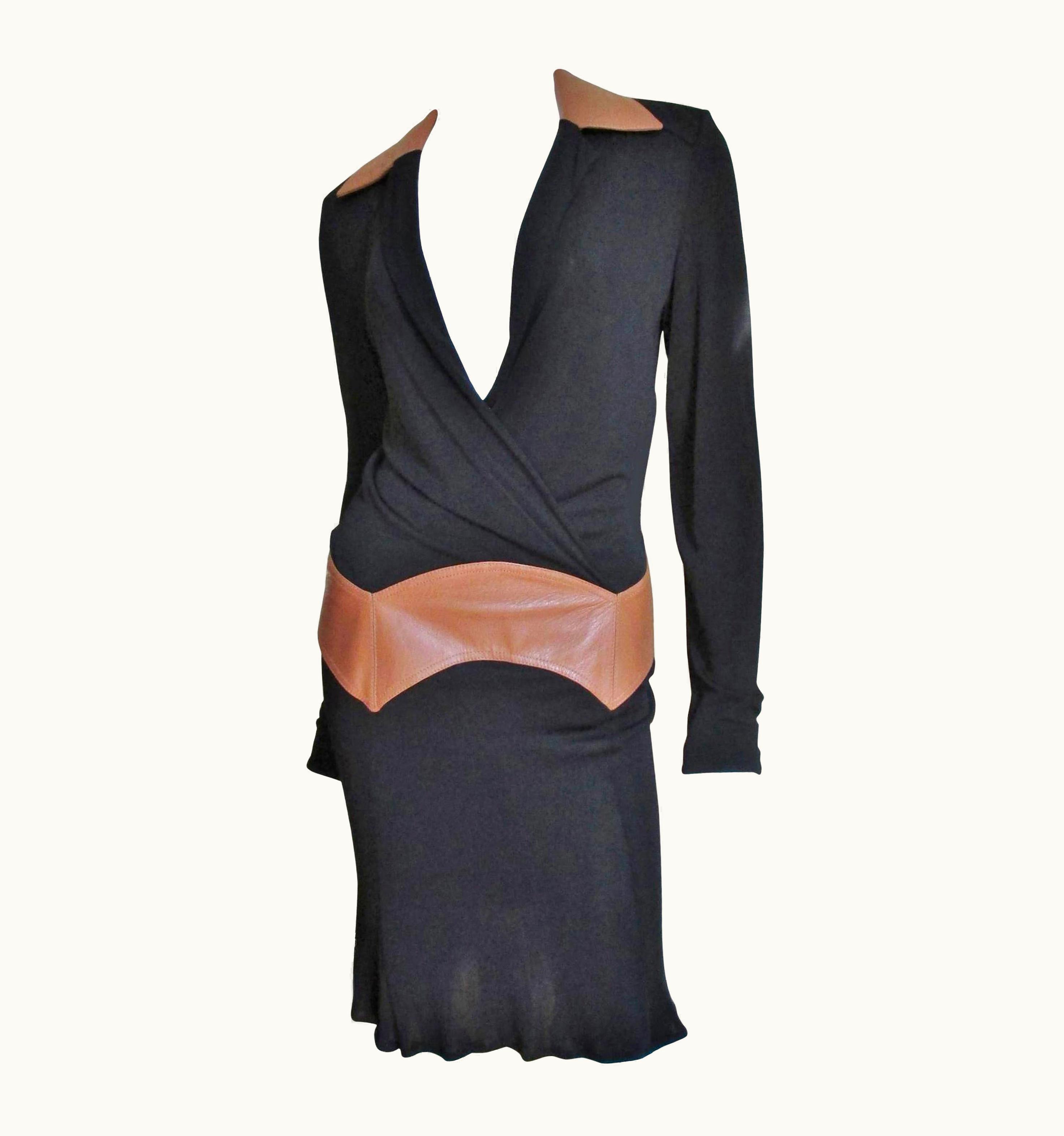 Gianni Versace Couture Gianni Versace Couture Color Block Dress With Leather Trim