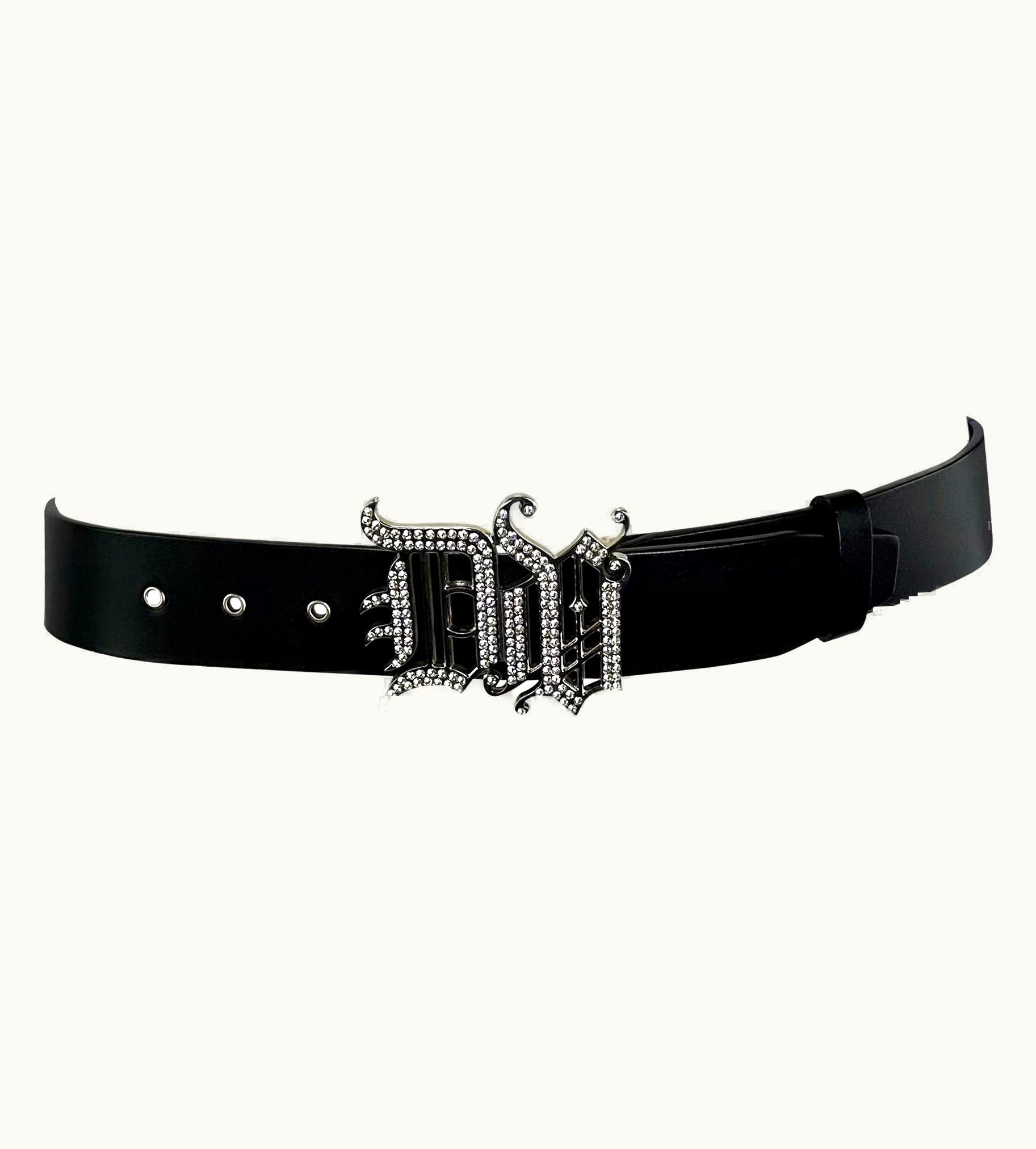Gianni Versace Couture Early 2000s Gianni Versace By Donatella Men' Rhinestone Monogram Logo Belt