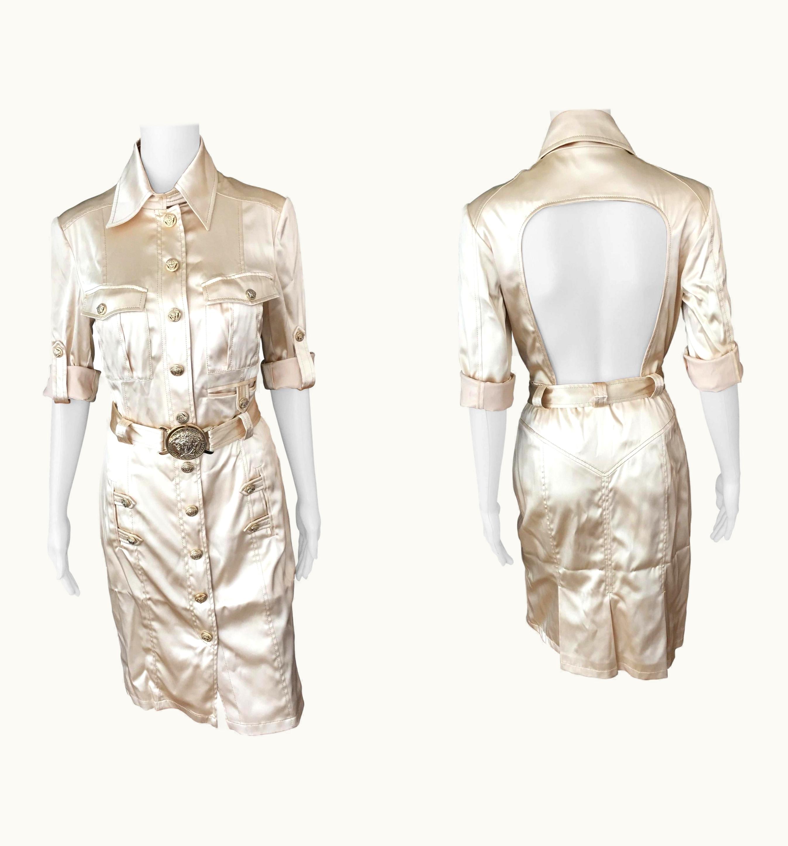 Versace Versace S/S 2005 Runway Cutout Open Back Belted Dress