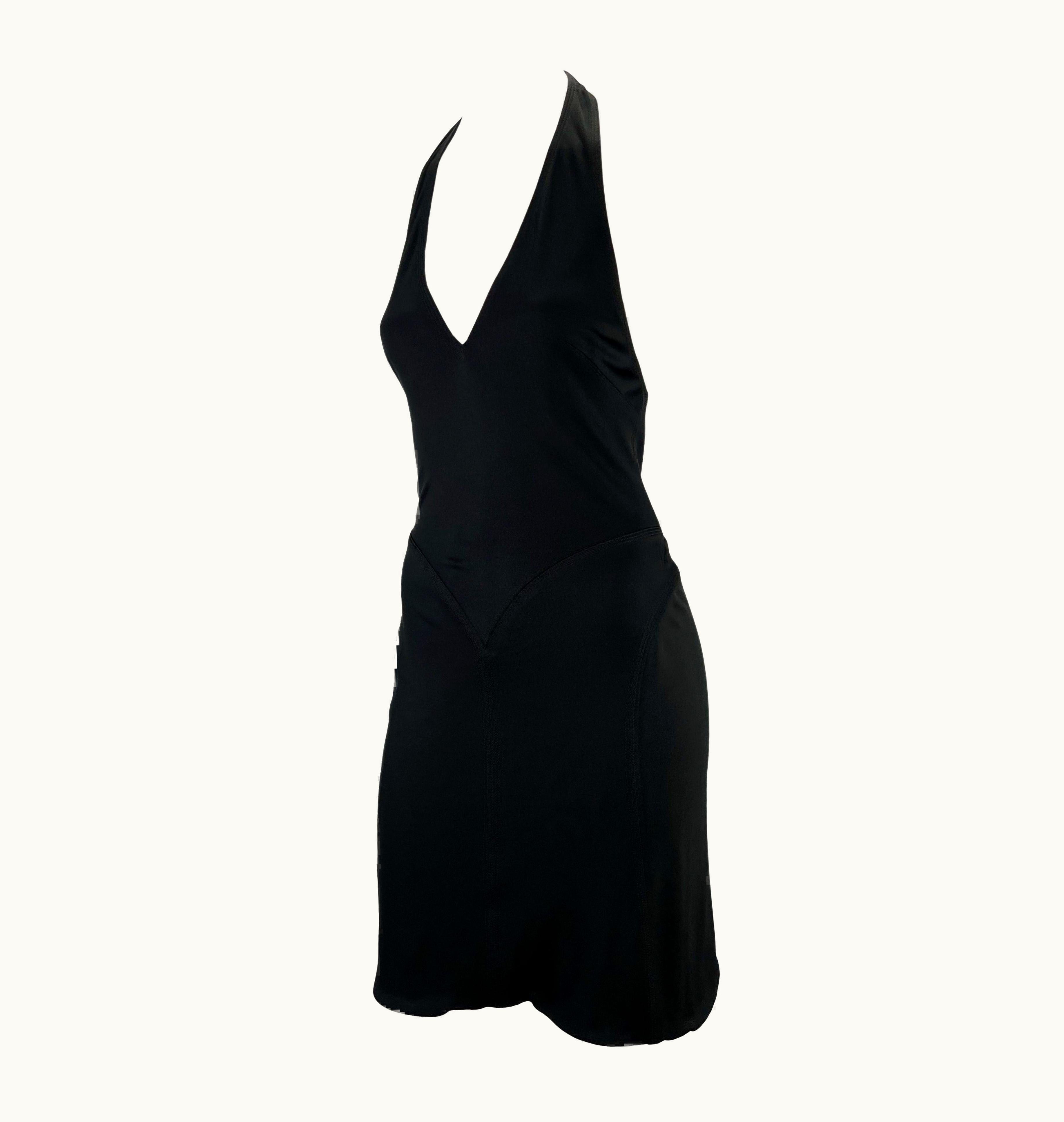 Gianni Versace Couture 2000s Gianni Versace By Donatella Black Stretch Backless Halter Dress