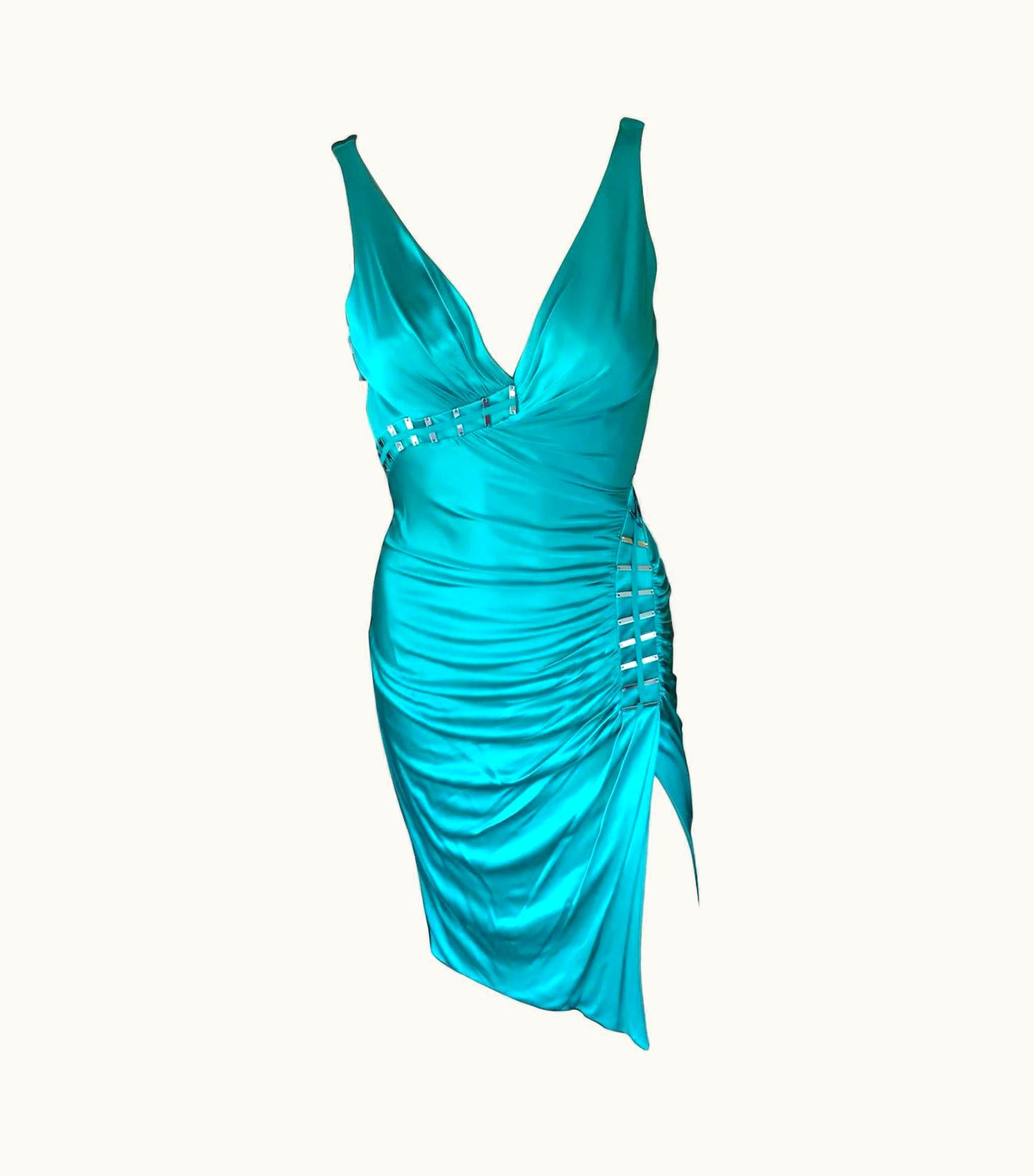 Versace Versace AW 2009 Embellished Plunging Neckline Open Back Dress
