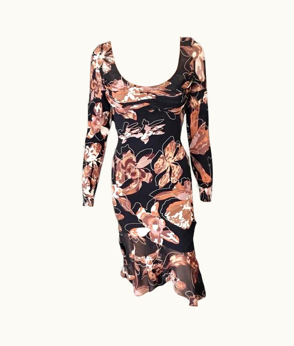 Versace Versace AW 2003 Runway Unworn Editorial Abstract Floral Print Dress UZ0579147