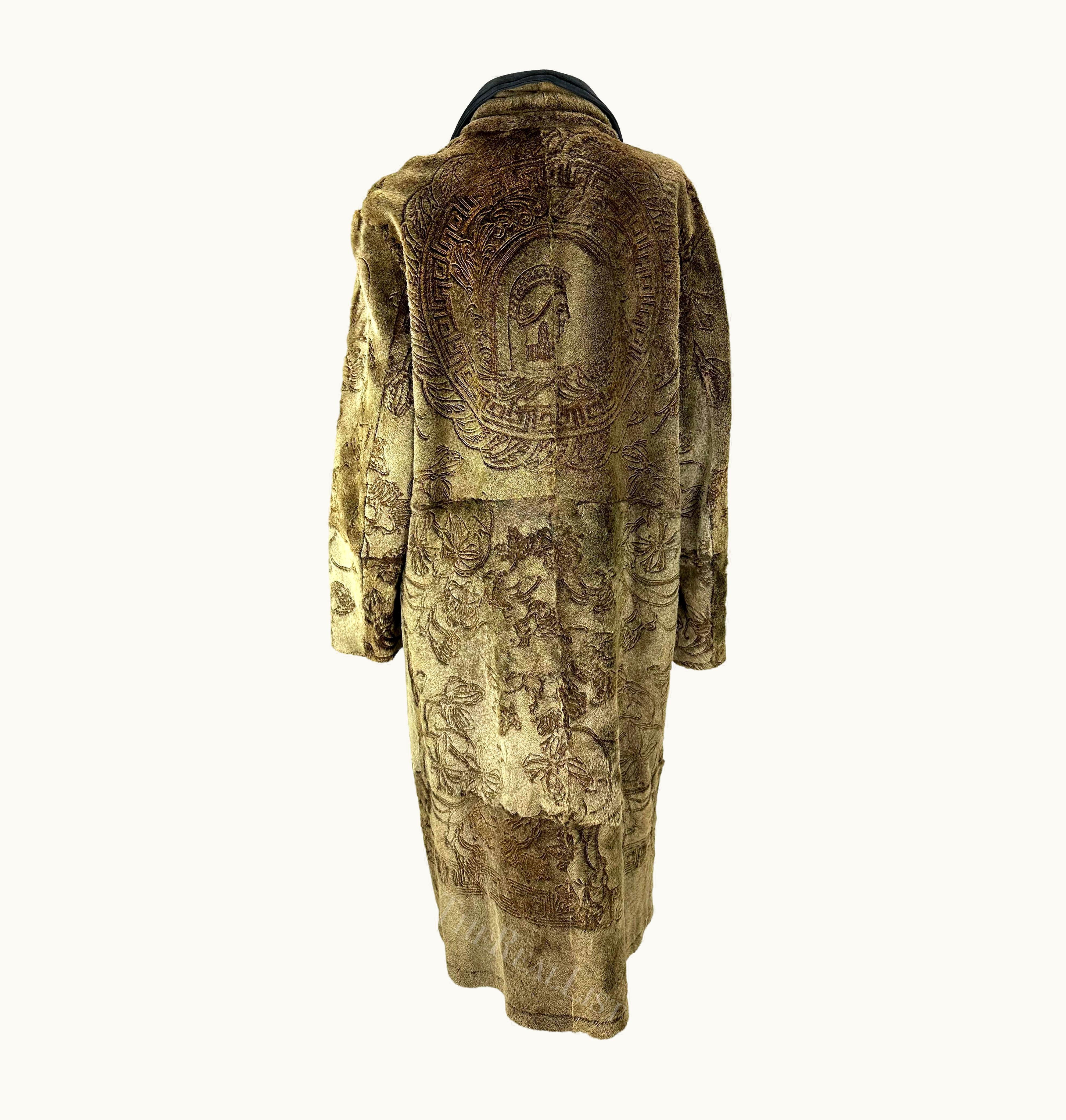 Gianni Versace Couture AW 2001 Gianni Versace By Donatella Painted Pony Hair Brown Full-Length Coat