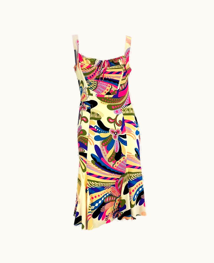 Gianni Versace Couture AW 2002 Gianni Versace By Donatella Runway Psychedelic Print Sleeveless Dress