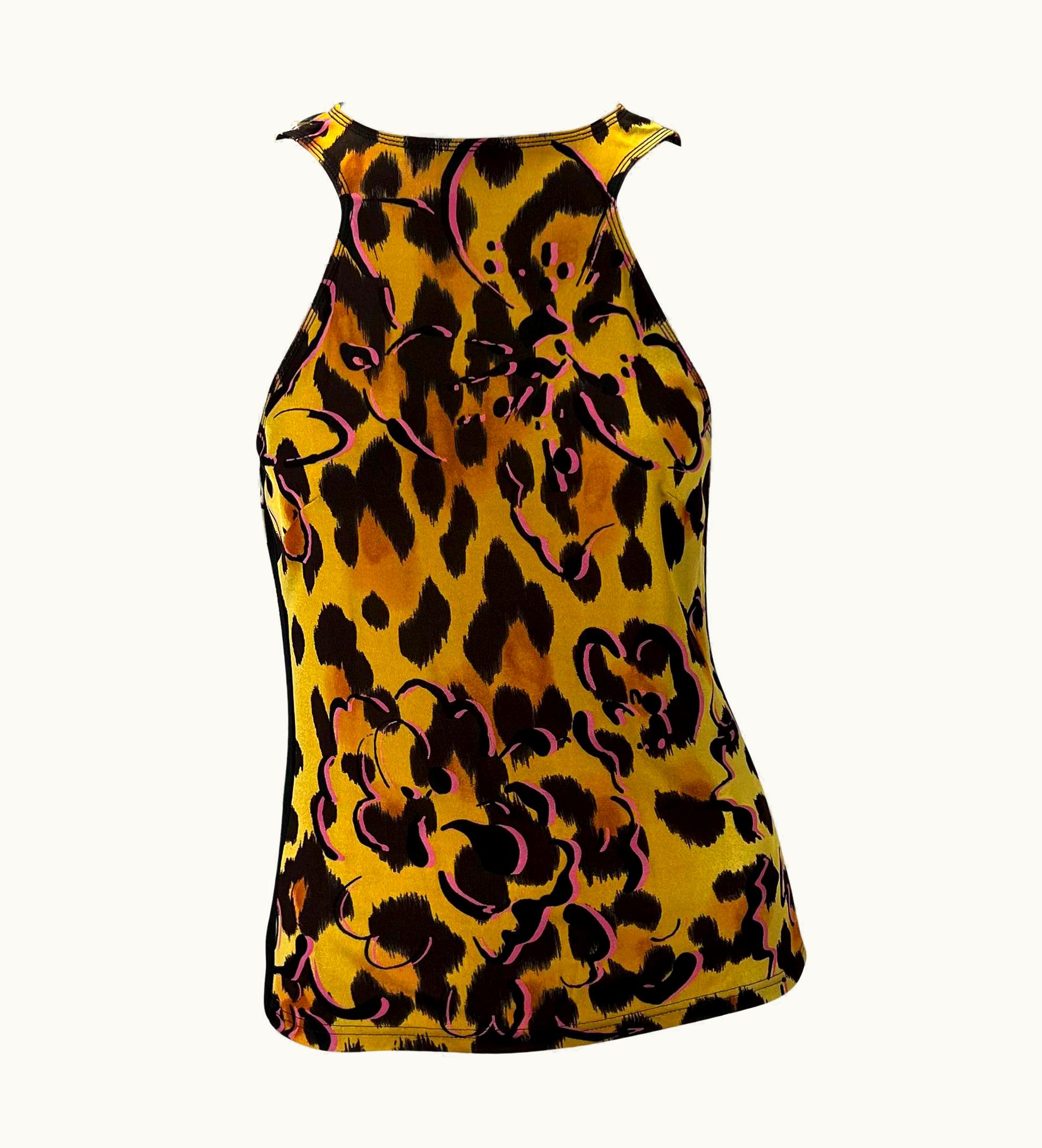 Gianni Versace Couture Nwt S/S 2002 Gianni Versace By Donatella Animal Print Mesh Tank Top