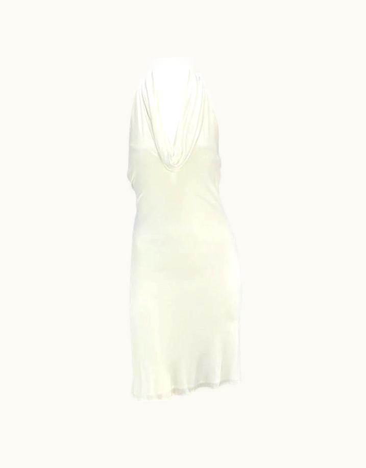 Gianni Versace Couture S/S 2001 Gianni Versace By Donatella Runway White Backless Leather Strap Dress