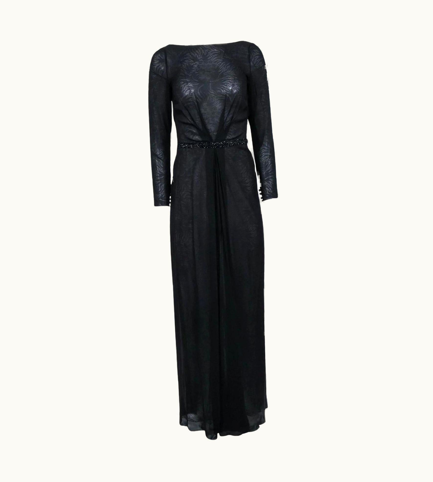 Gianni Versace Couture AW2000 Vintage Gianni Versace Couture Crystal Embellished Black Lace Silk Dress
