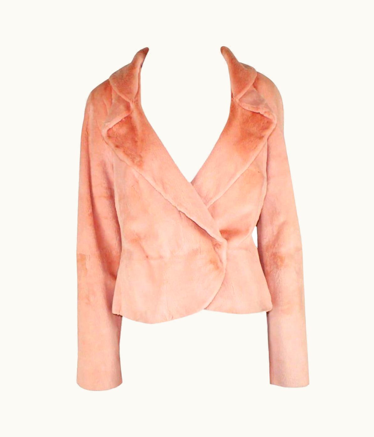 Gianni Versace Couture Gianni Versace Couture Blush Pink Nude Fur Jacket Coat