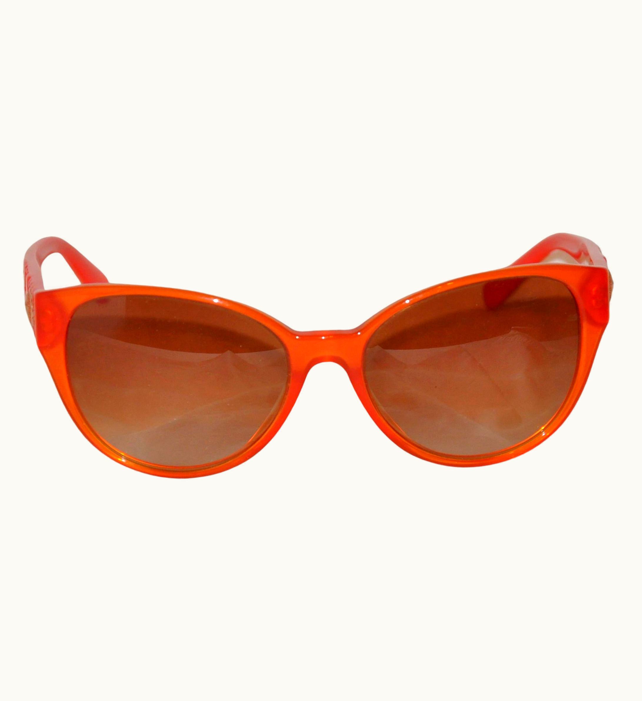 Versace Versace Bold Tangerine With Signature Logo And Gold Hardware Studs Sunglasses