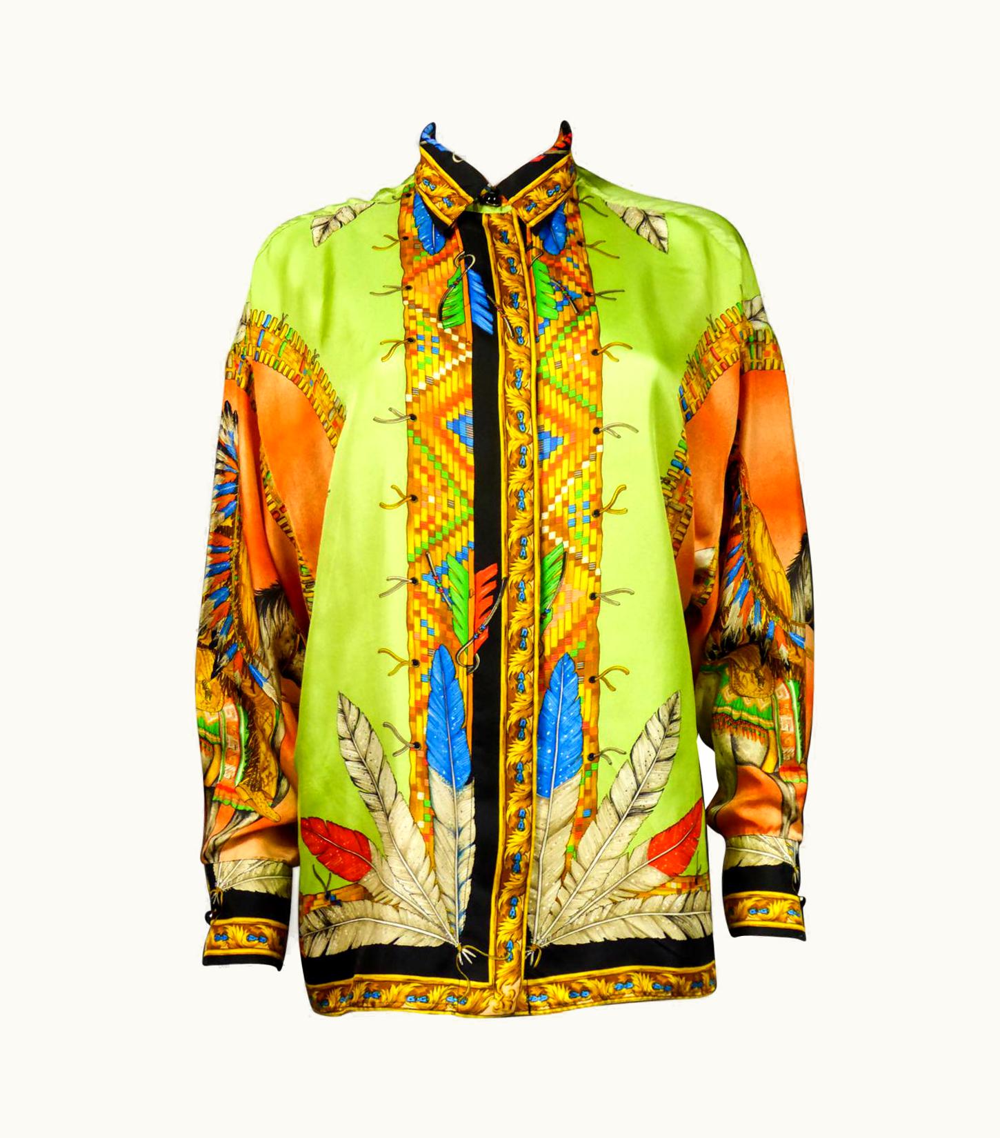 Versace Atelier Versace Couture Printed Silk Shirt Circa 2004