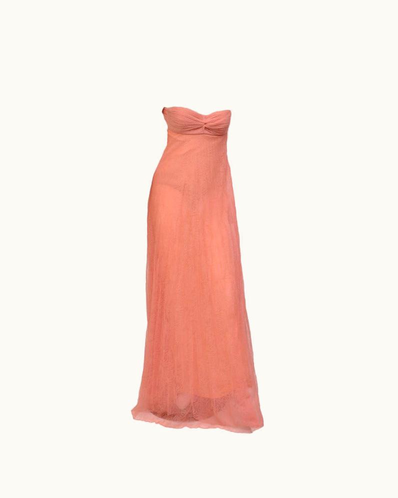 Gianni Versace Couture AW 2000 Collectible Gianni Versace Couture Nude Lace Gown
