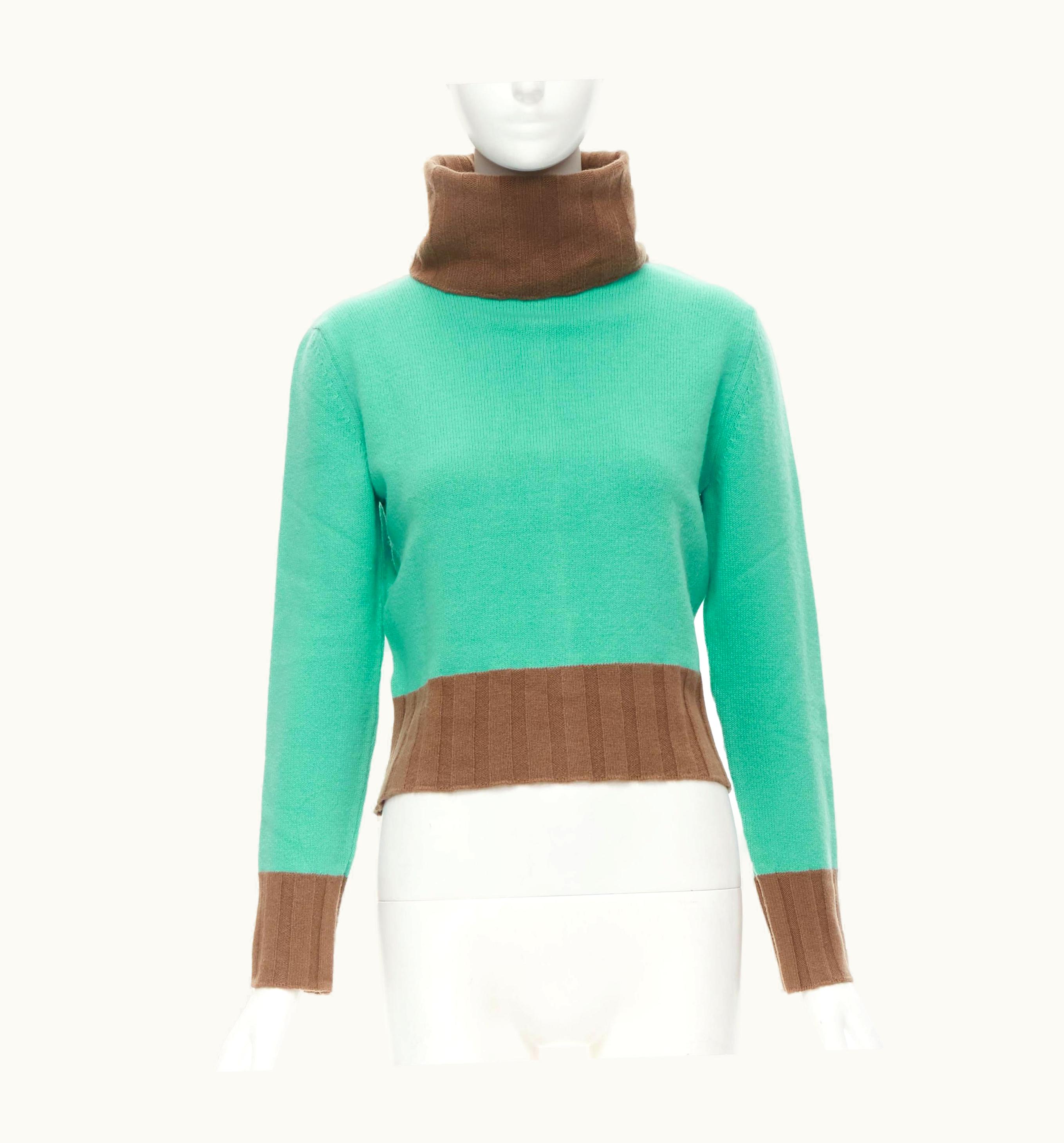 Gianni Versace Couture Gianni Versace Vintage 2001 Wool Cashmere Green Brown Turtleneck Sweater