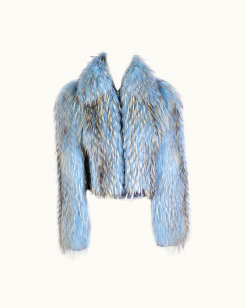 Gianni Versace Couture AW 2001 Vintage Gianni Versace Couture Blue Fur Jacket